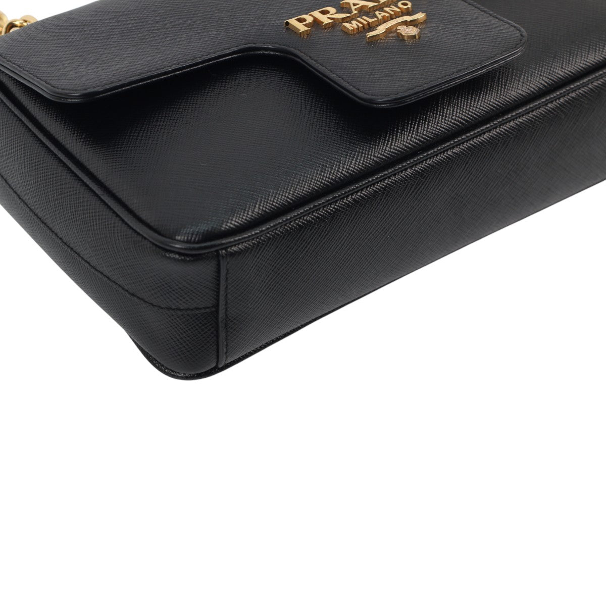 Prada Saffiano Pattina Flap Bag Black 3008