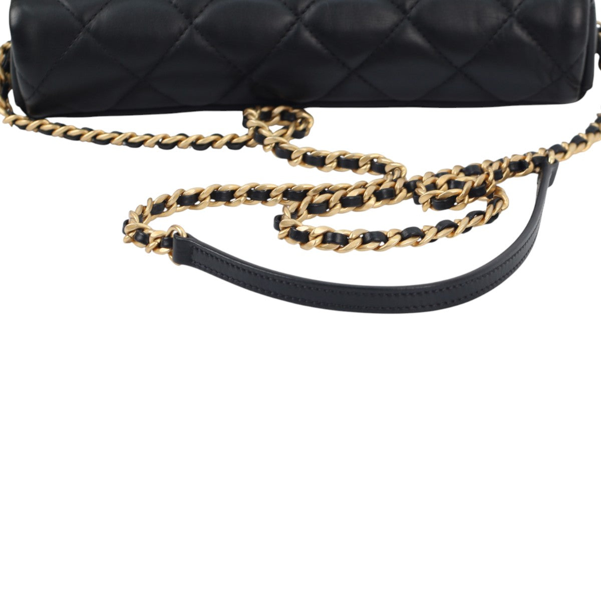 Chanel Nailed CC Full Flap Quilted Black Calfskin 3007