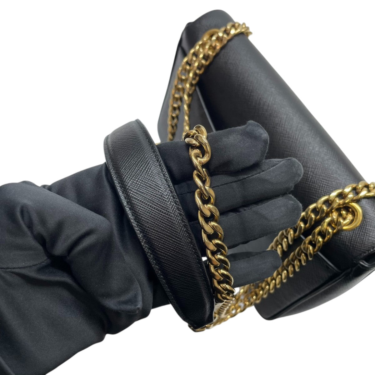 Prada Saffiano Pattina Flap Bag Black 3008