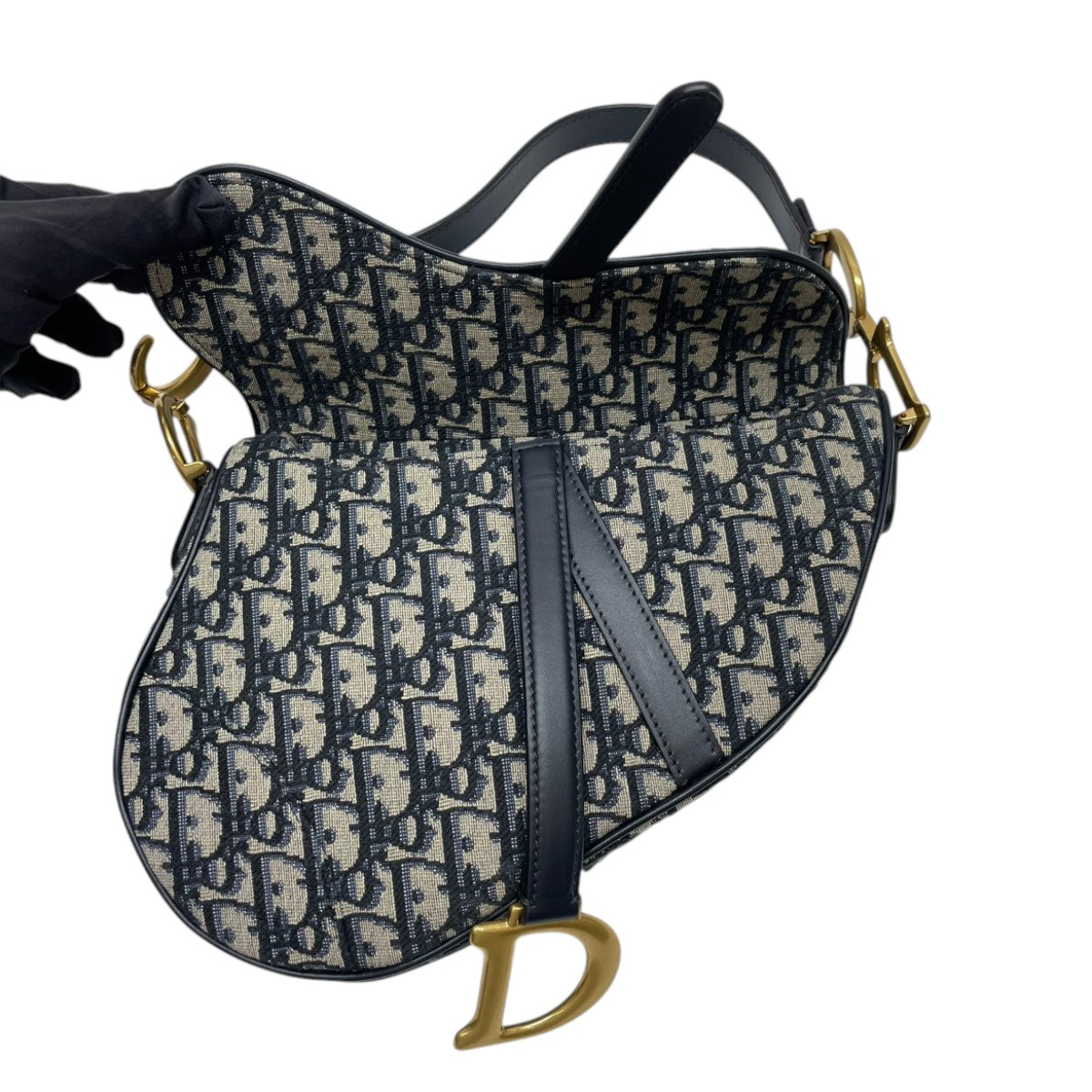 Dior Saddle Medium Shoulder Bag w/ Strap Blue Oblique 3004