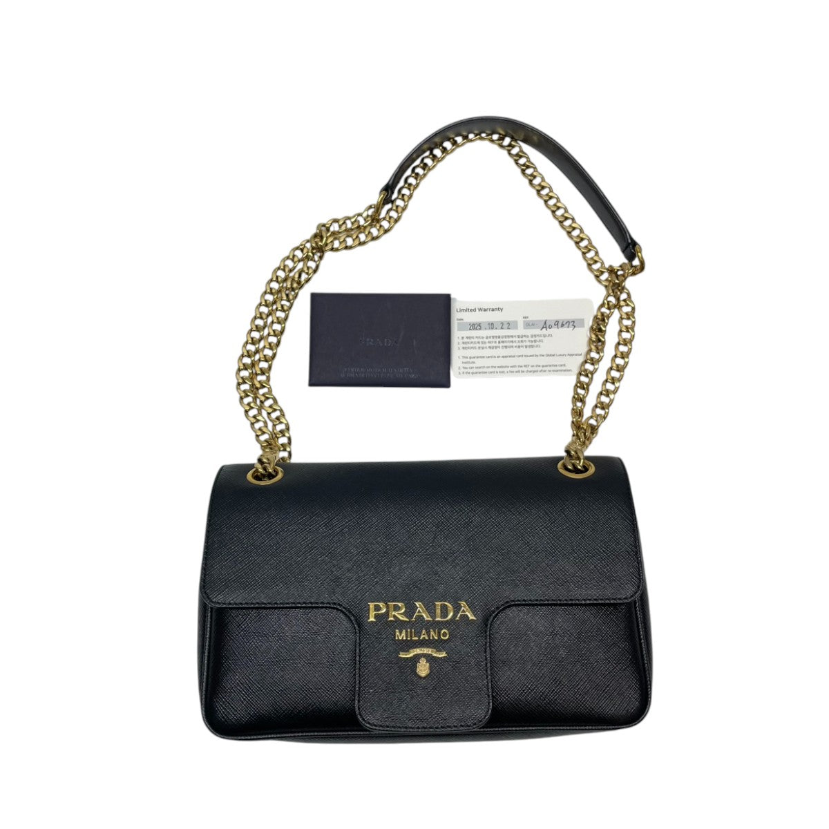 Prada Saffiano Pattina Flap Bag Black 3008