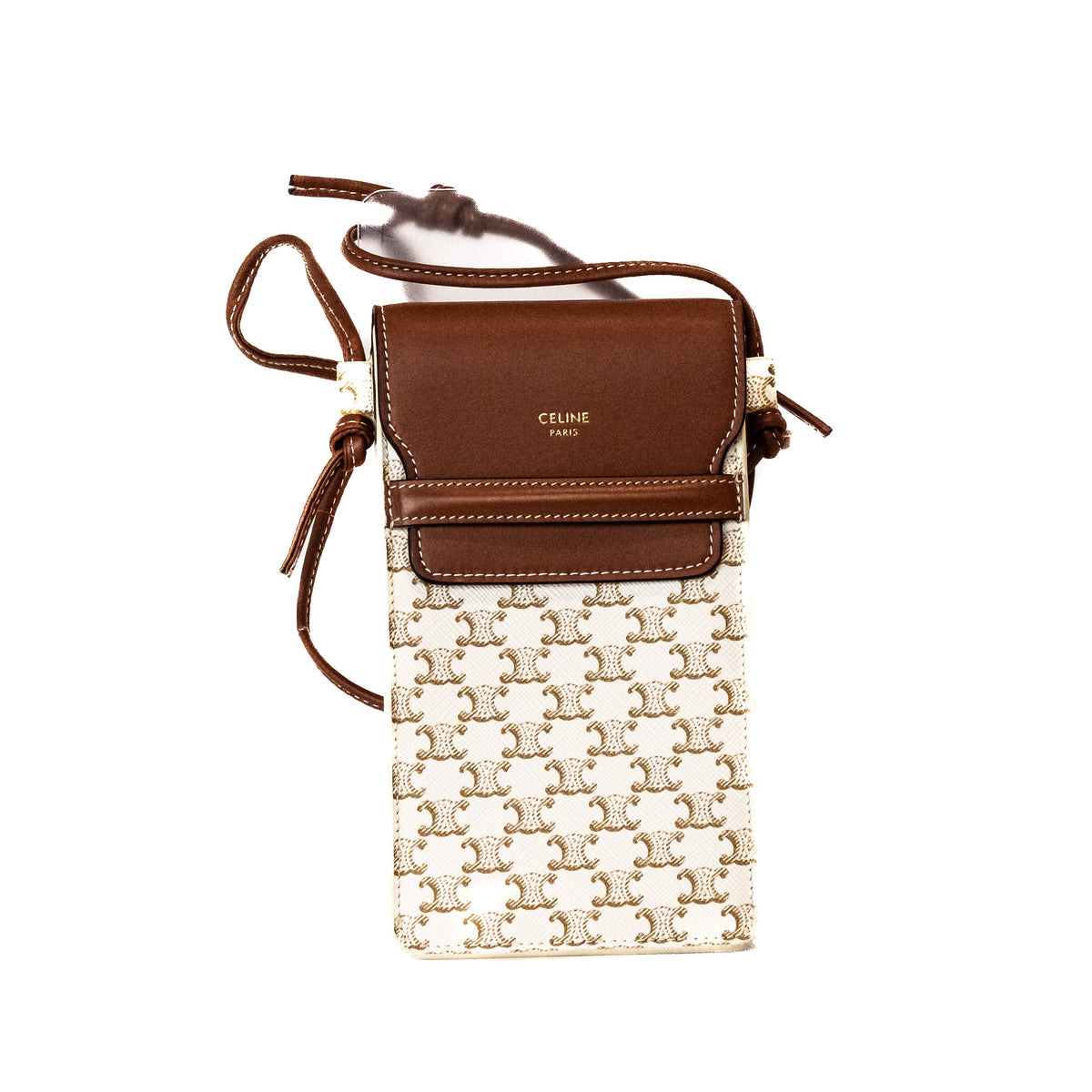 Celine Phone Pouch White Triomphe