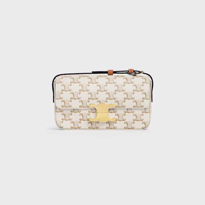 Celine Claude Shoulder Bag White Triomphe