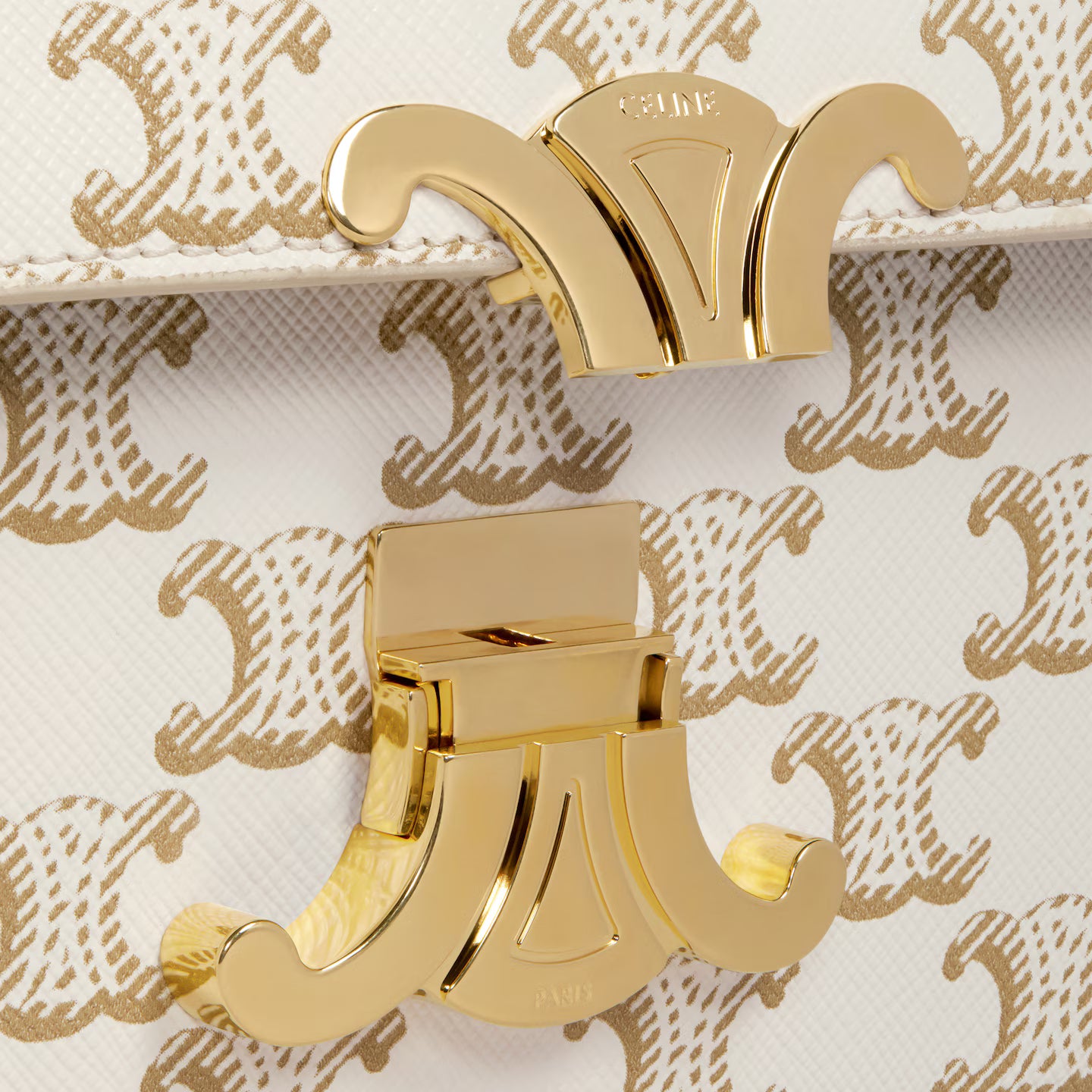 Celine Claude Shoulder Bag White Triomphe