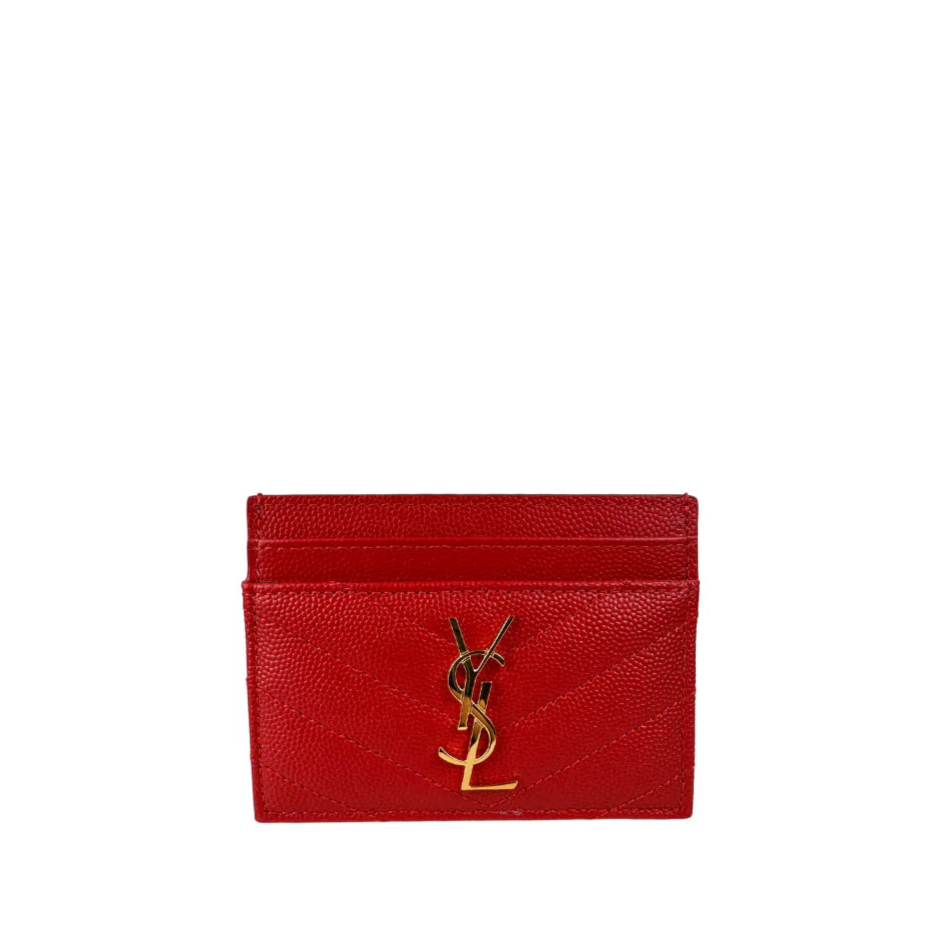 YSL Cassandre Cardholder Coral Red