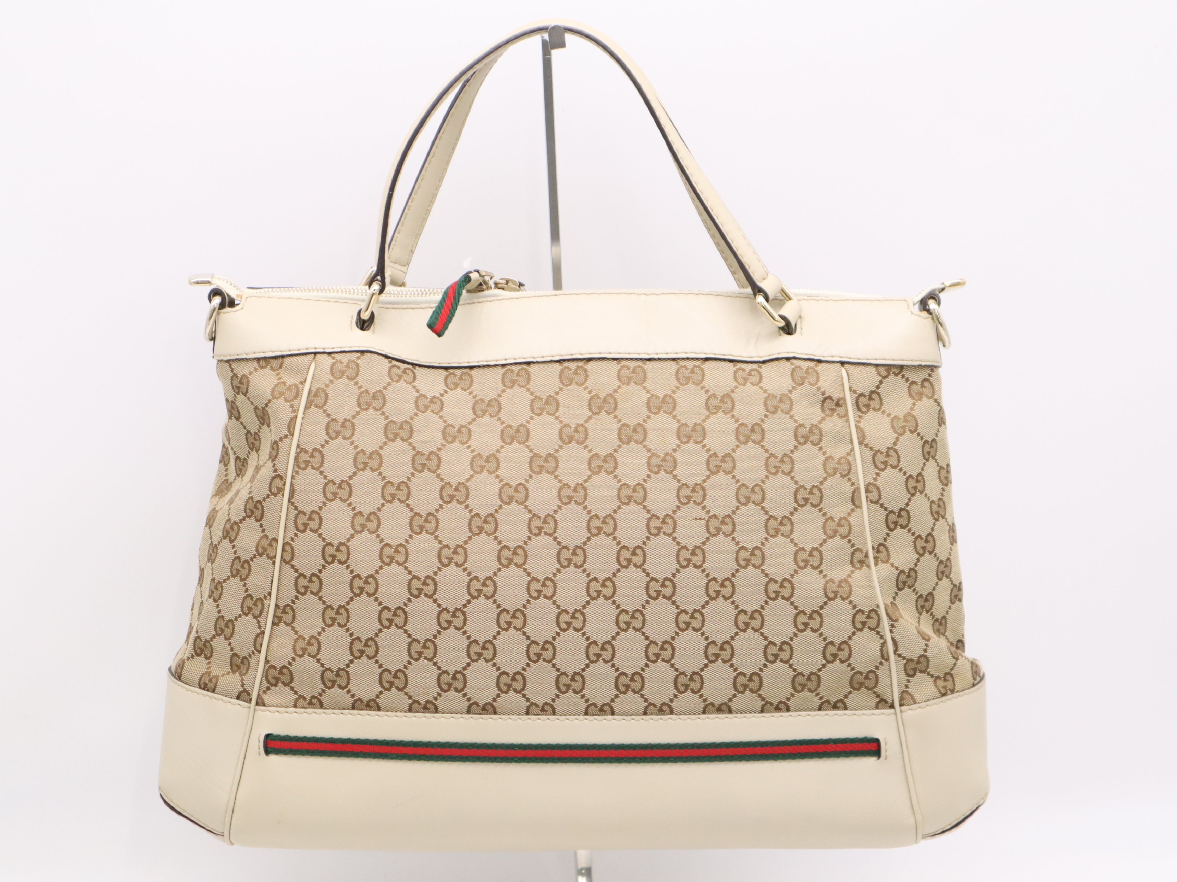 Gucci Large Sherry Line 2-Way Bag Cream GG 3131