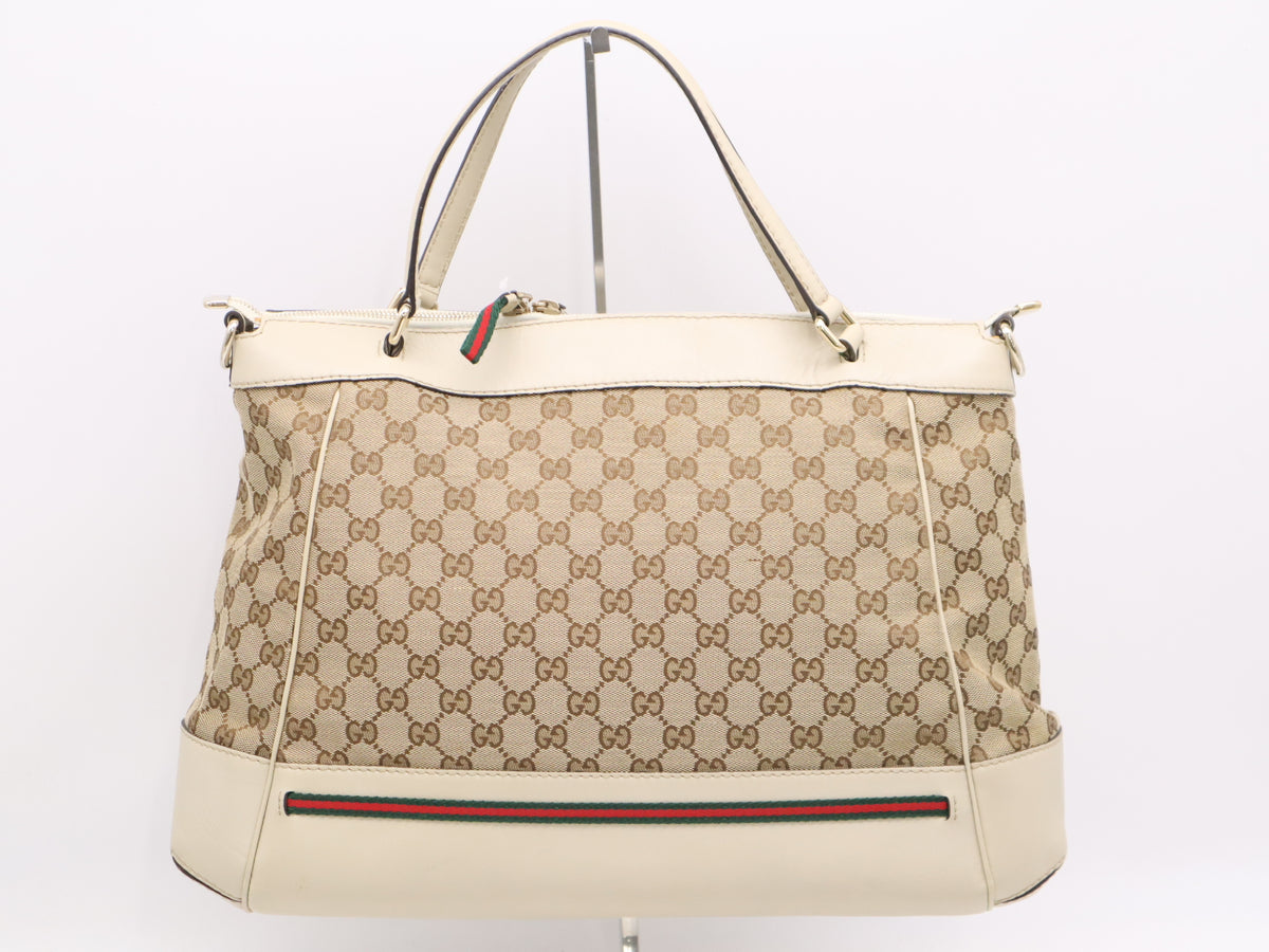 Gucci Large Sherry Line 2-Way Bag Cream GG 3131