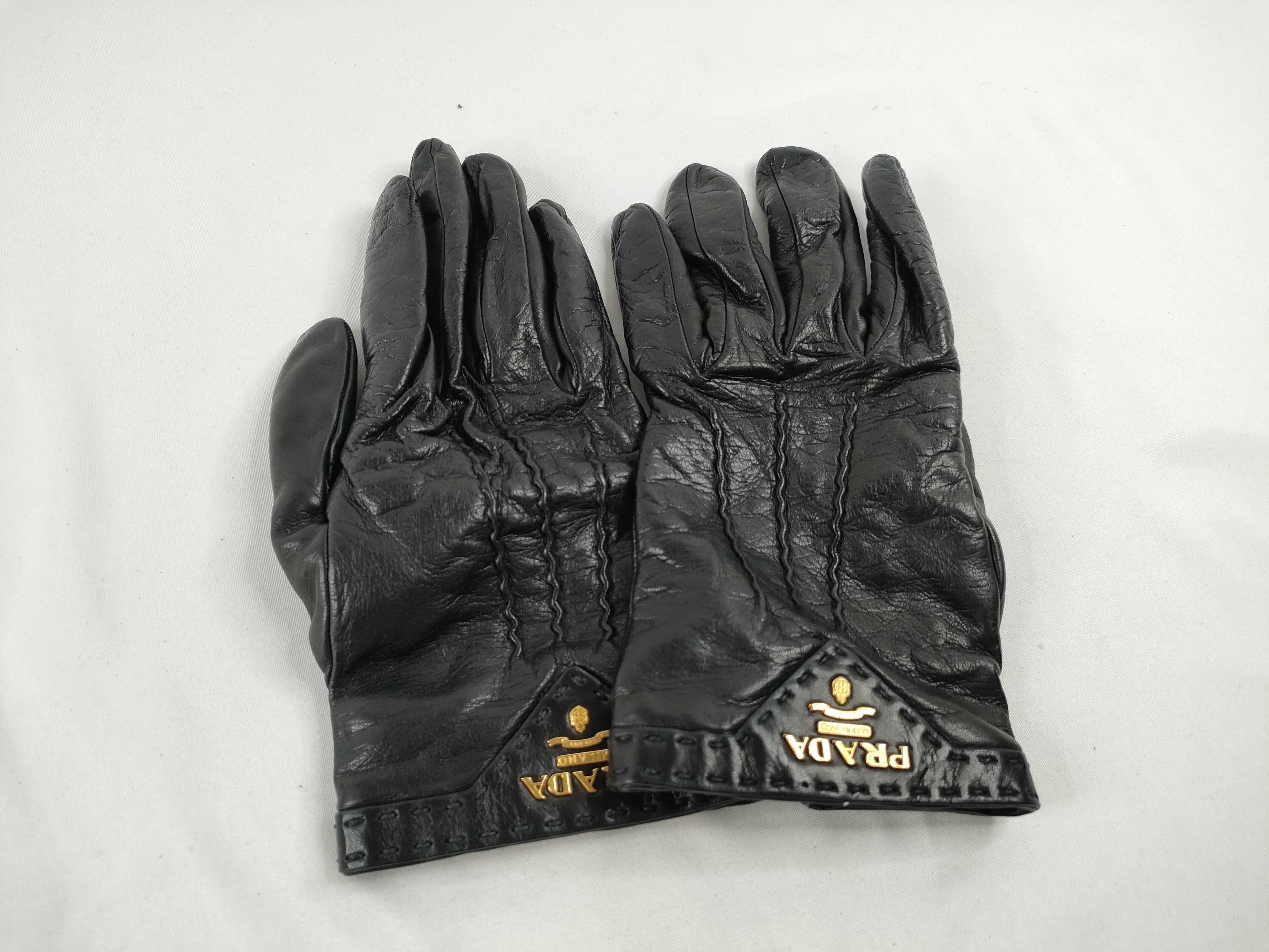 Prada Driving Gloves Black Leather w Box 3196
