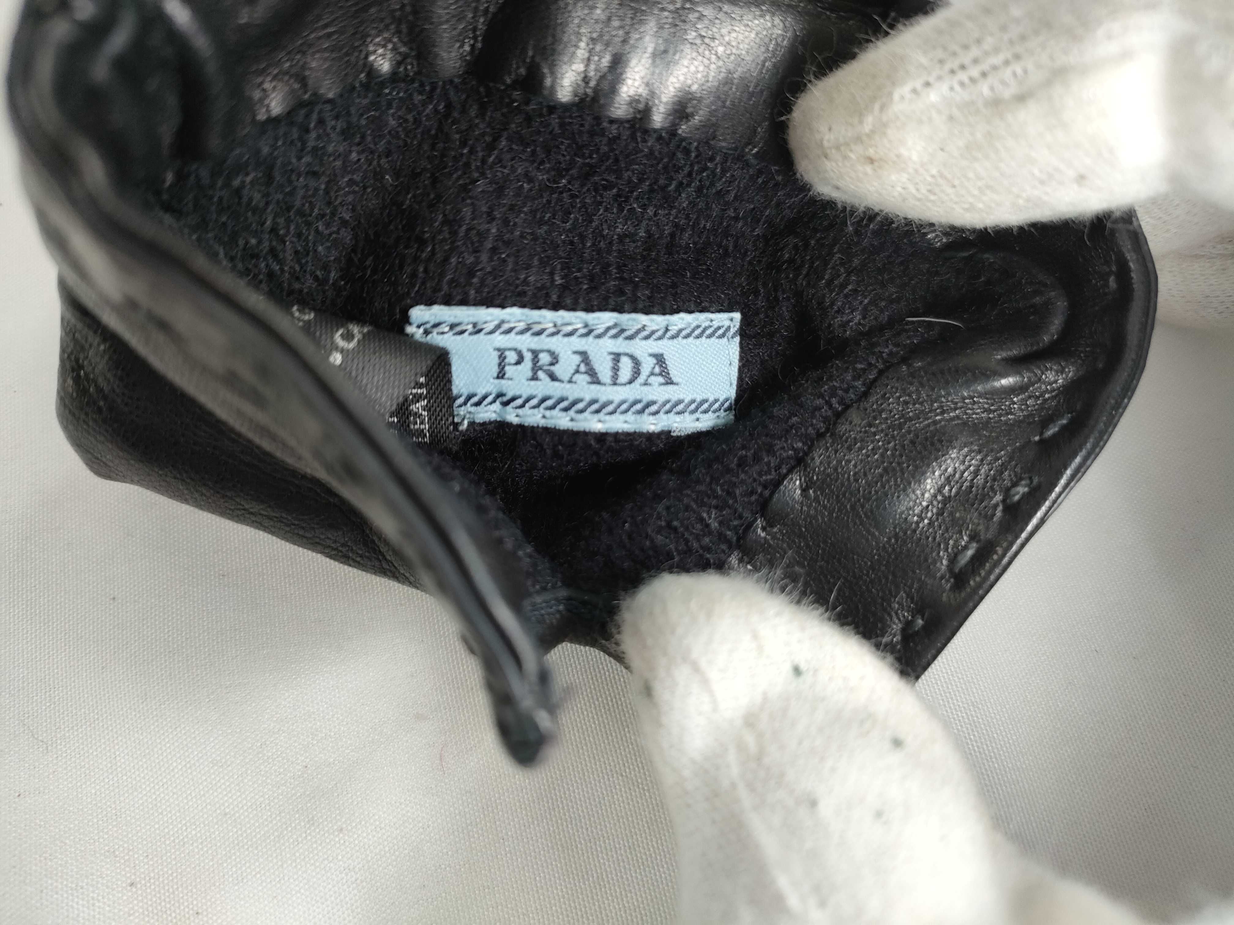 Prada Driving Gloves Black Leather w Box 3196