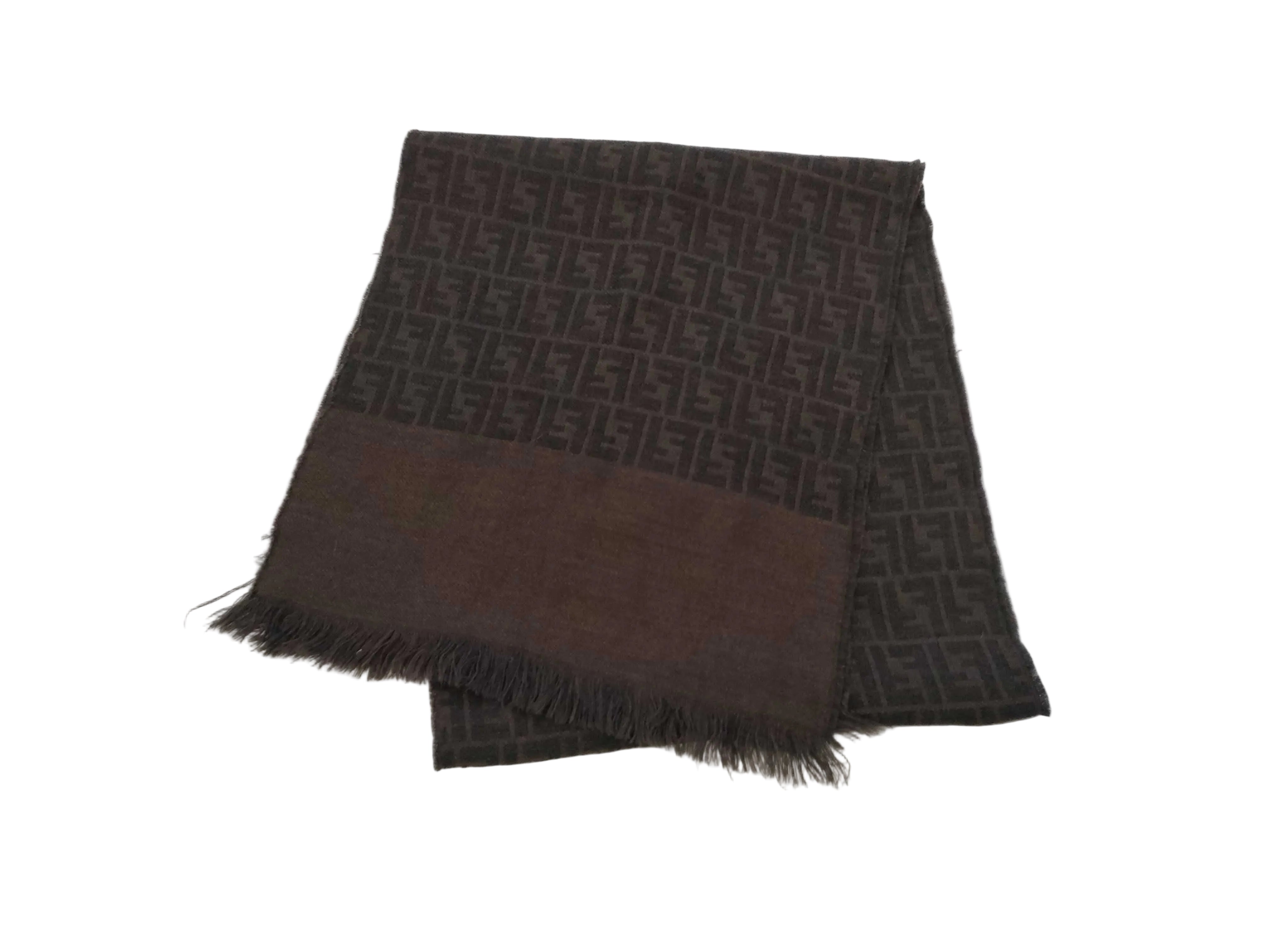 Fendi Zucca Wool Scarf Brown 3238