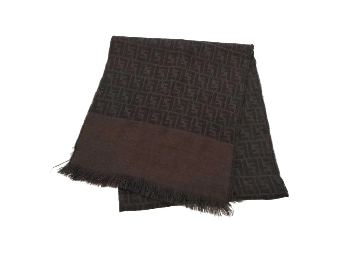 Fendi Zucca Wool Scarf Brown 3238