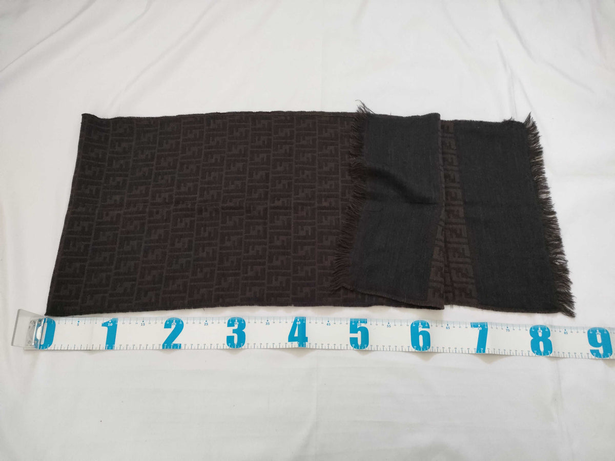 Fendi Zucca Wool Scarf Brown 3238