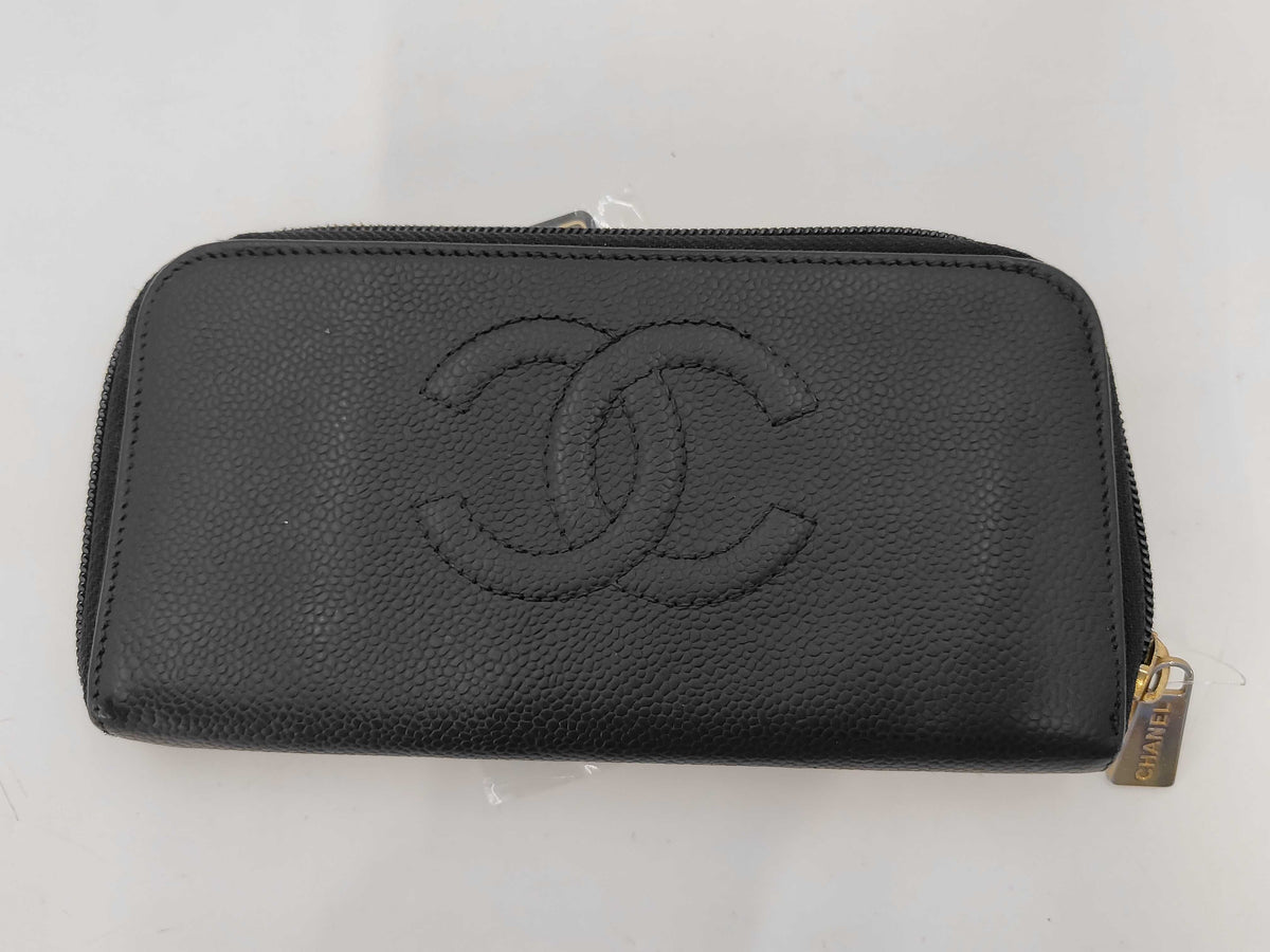 Chanel Zippy Wallet Black Caviar Leather 3292