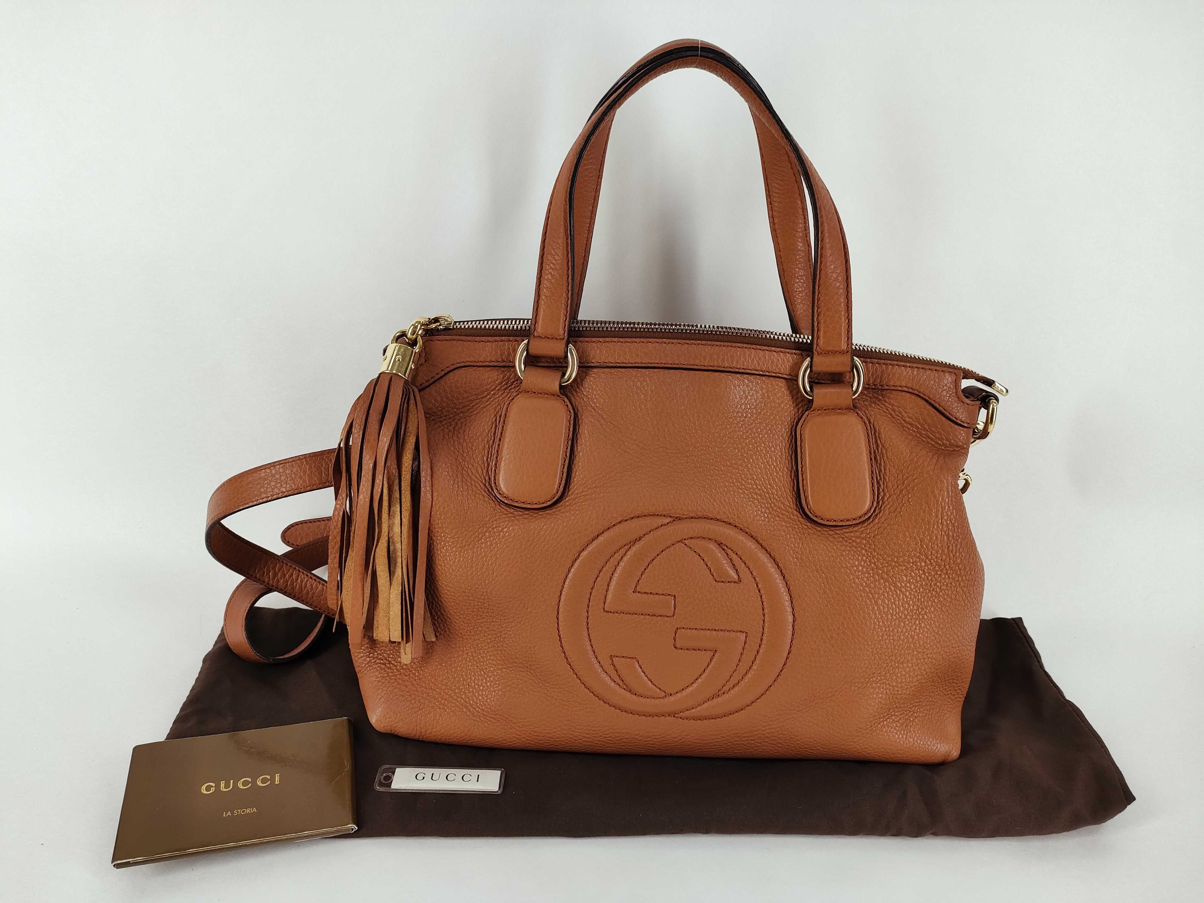 Gucci Soho Tassel 2-Way Bag Cognac Leather 3427
