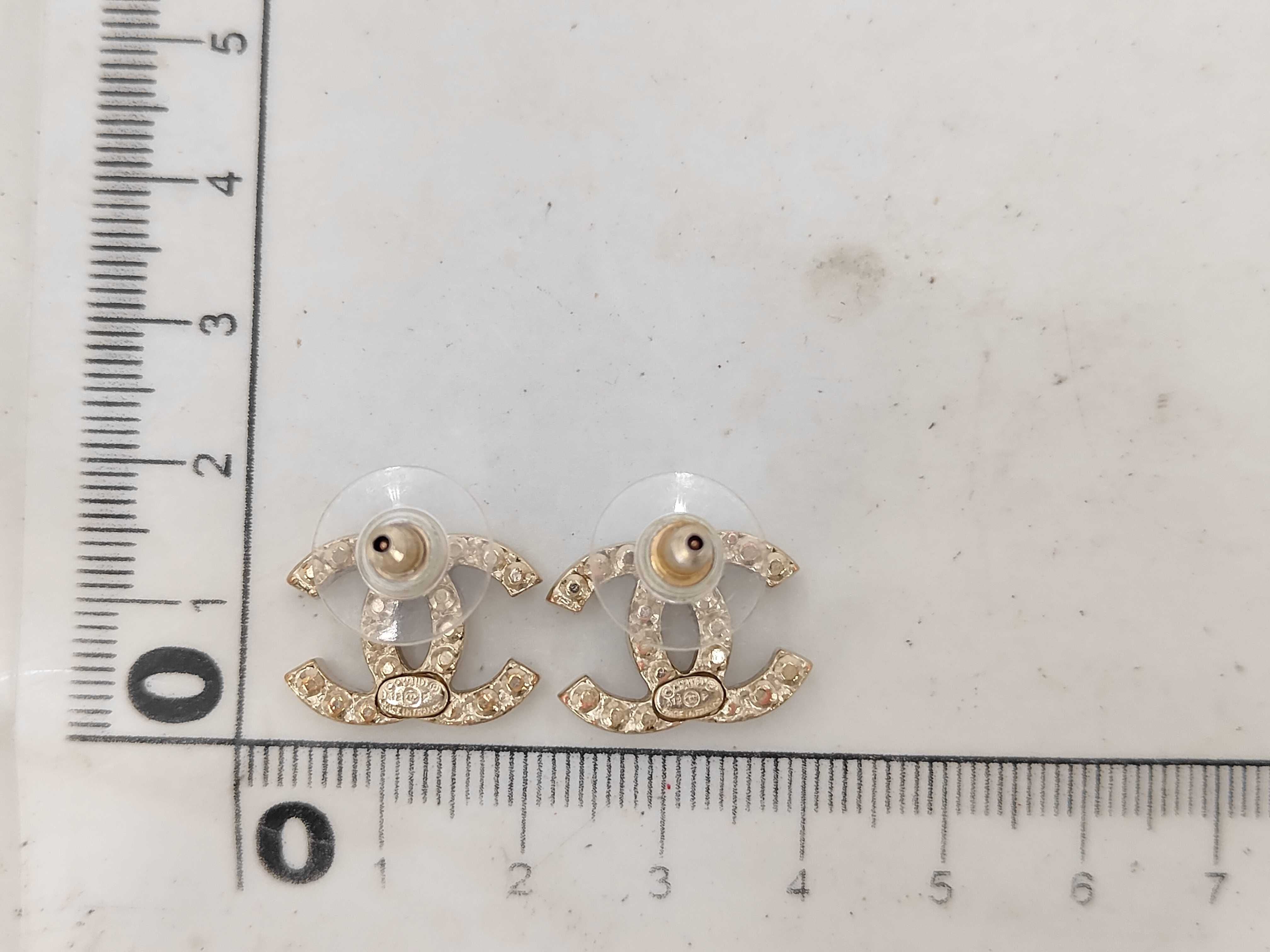 Chanel CC Pearl Pink Stone A12P Post Stud Earrings Gold 3391