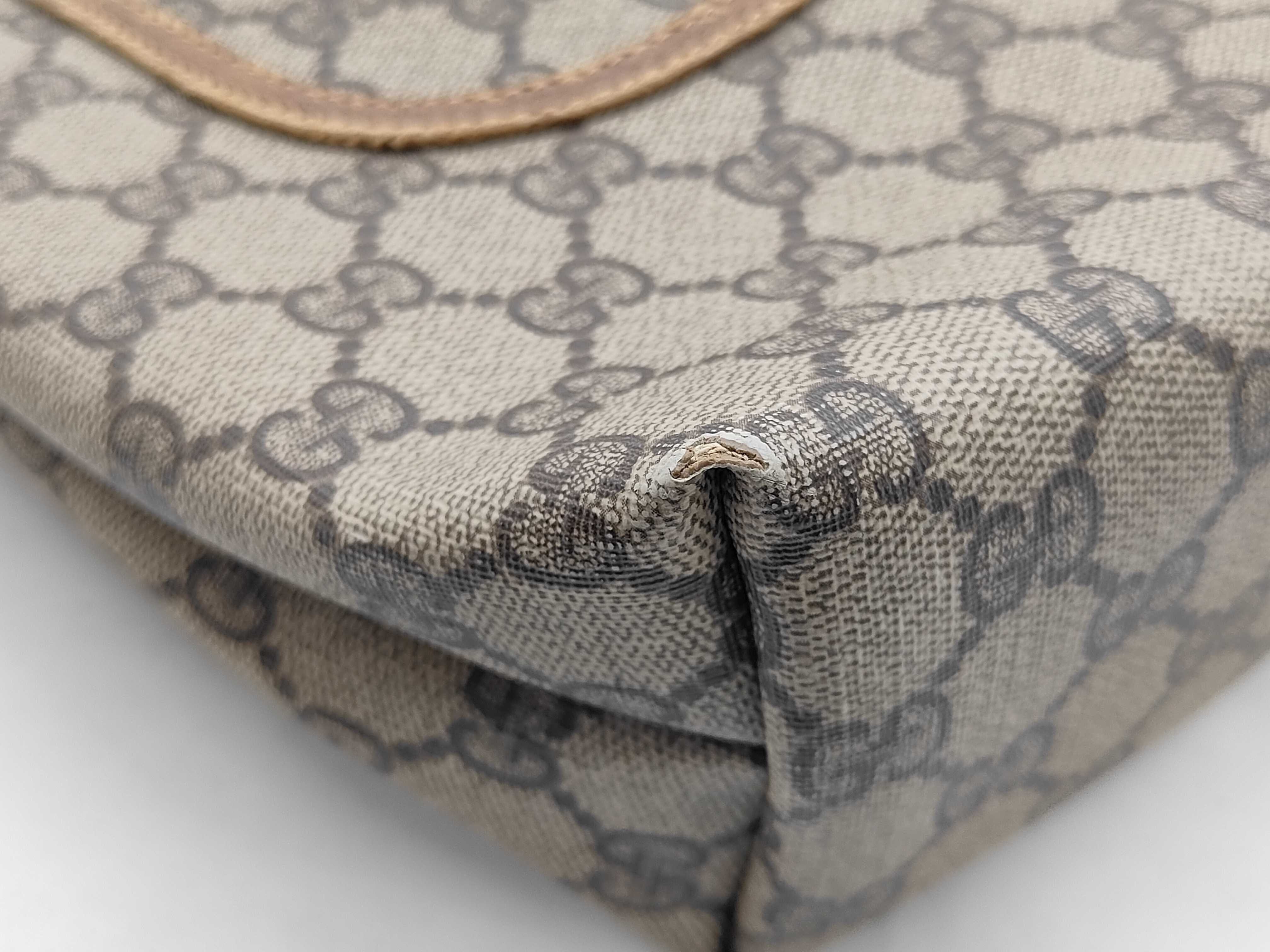 Gucci Vintage Shopper Tote GG Supreme Sherry Line Handles 3431
