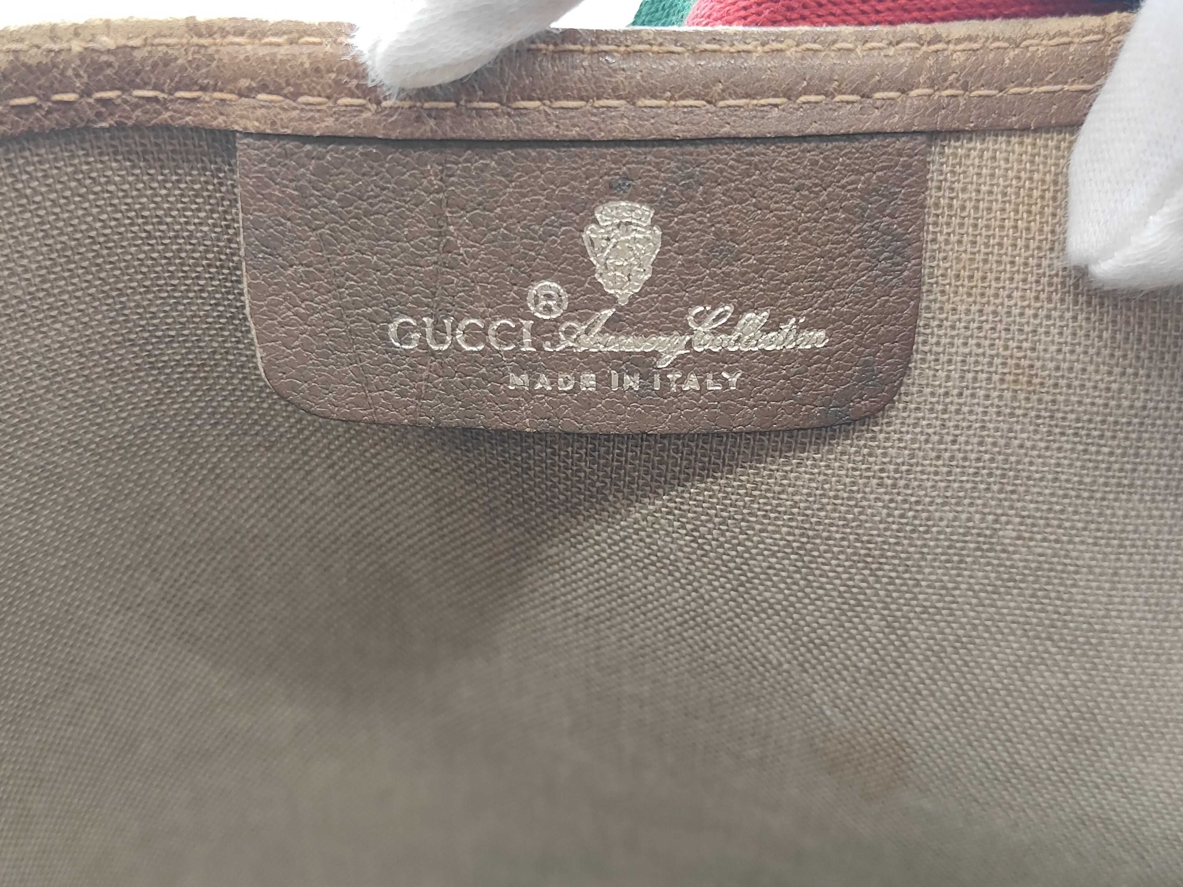 Gucci Vintage Shopper Tote GG Supreme Sherry Line Handles 3431