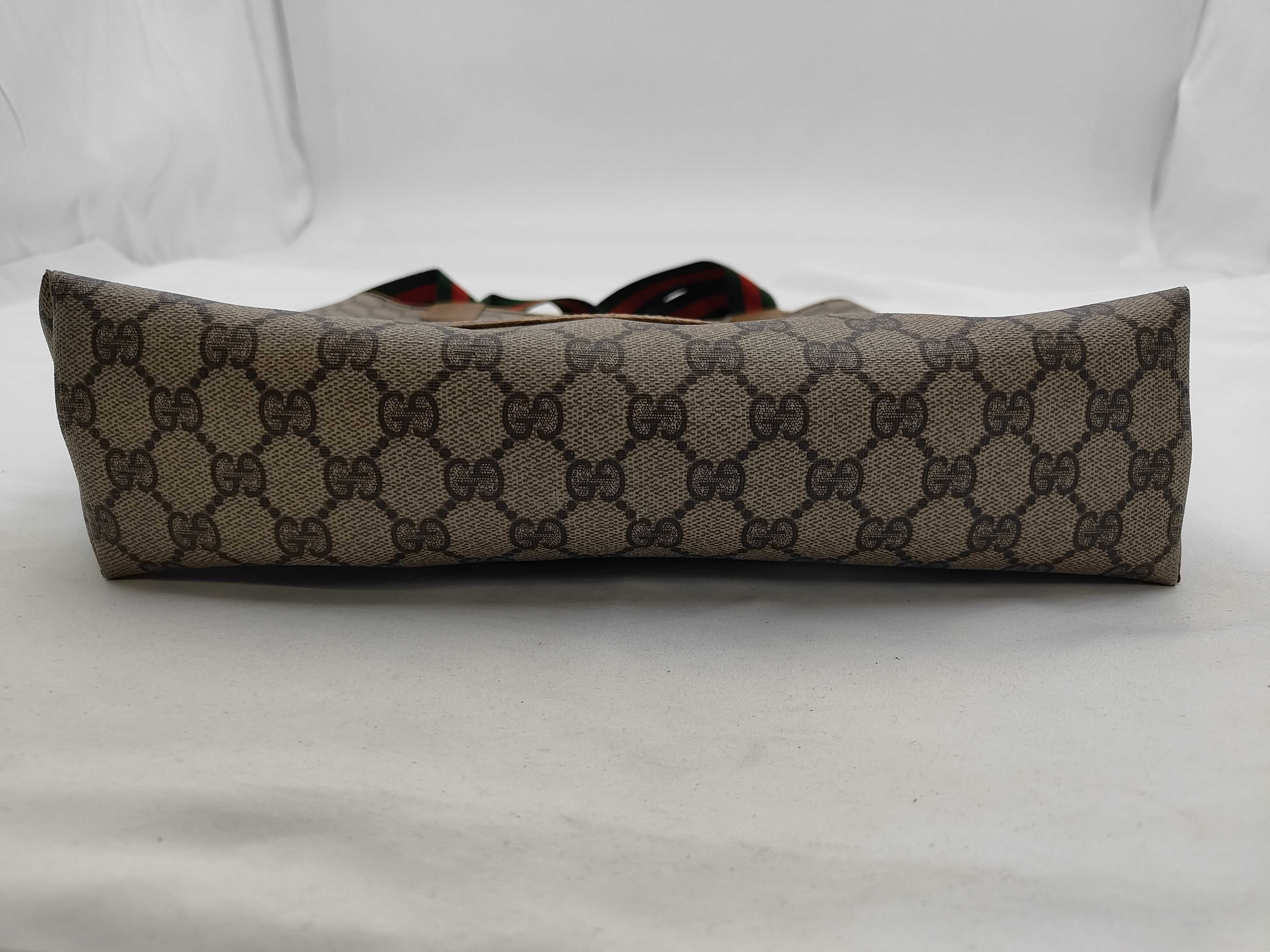 Gucci Vintage Shopper Tote GG Supreme Sherry Line Handles 3431