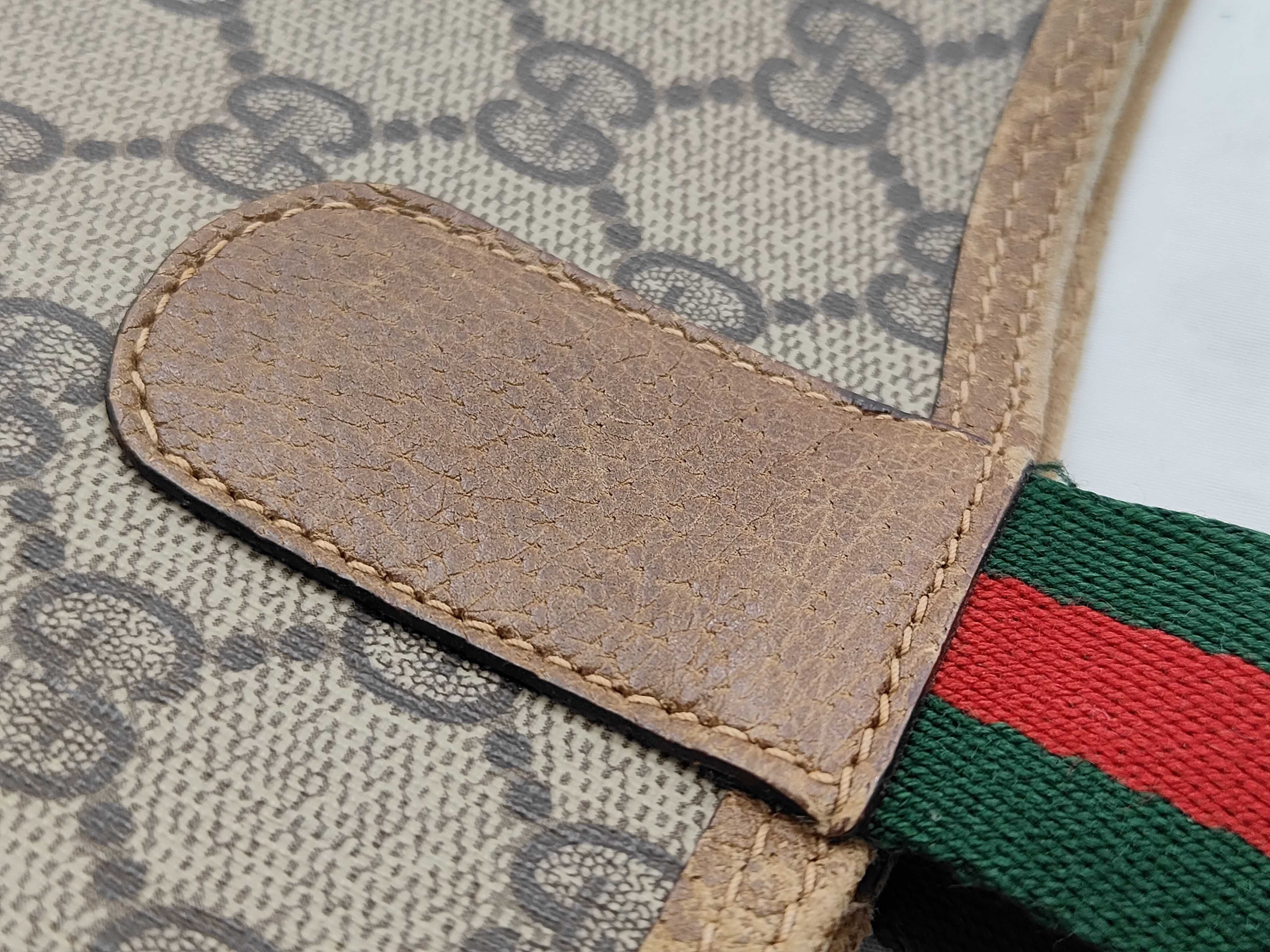 Gucci Vintage Shopper Tote GG Supreme Sherry Line Handles 3431