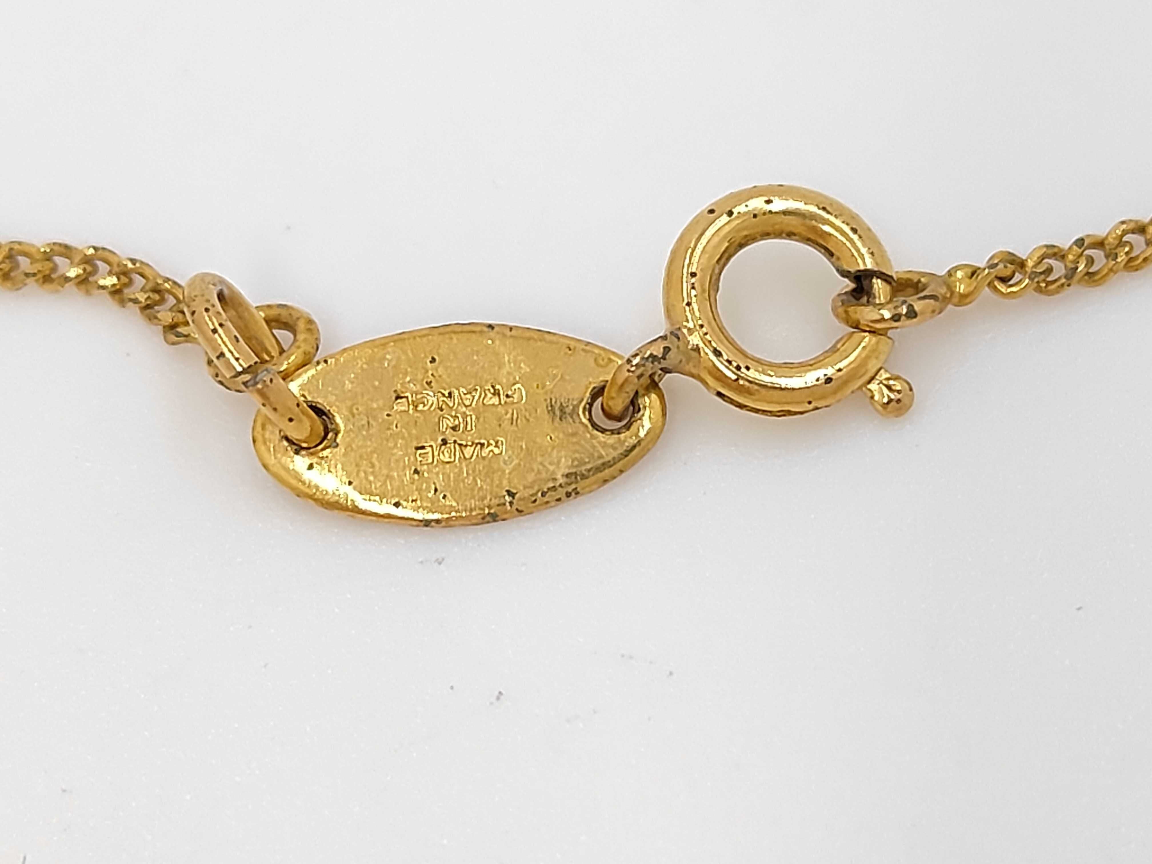 Chanel Logo Pearl Circle Necklace Gold 3414