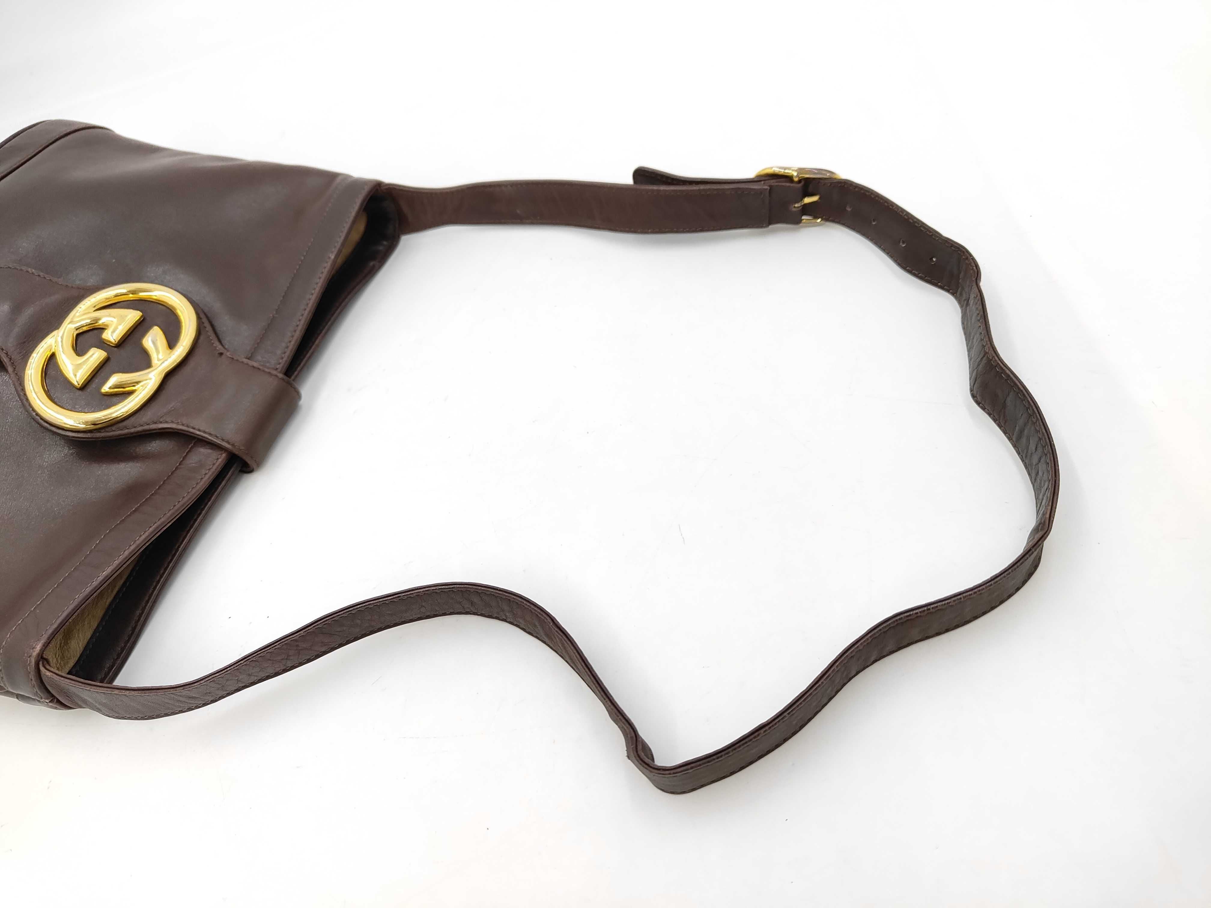 Gucci GG Interlocking Hobo Bag Brown Leather 3433