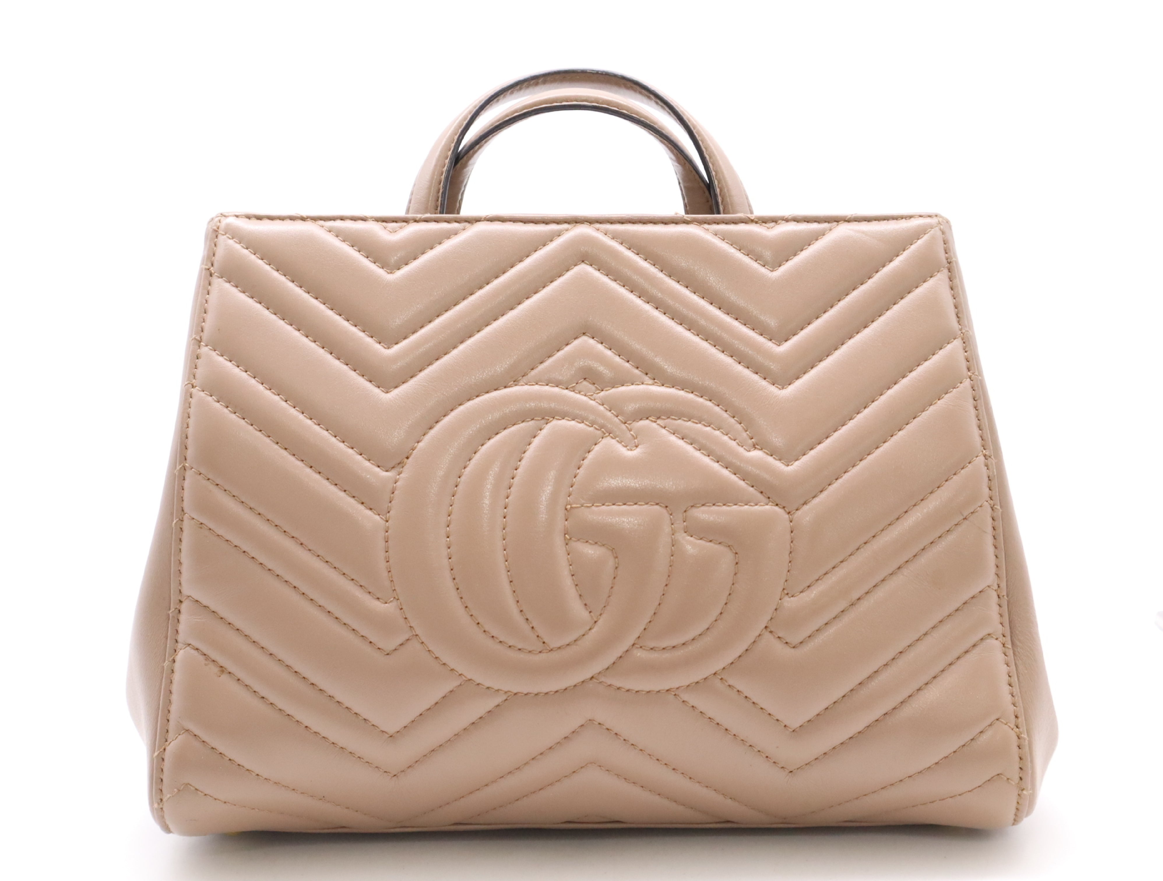 Gucci Marmont 2-Way Top Handle Bag Porcelain Rose w/ Strap 3434