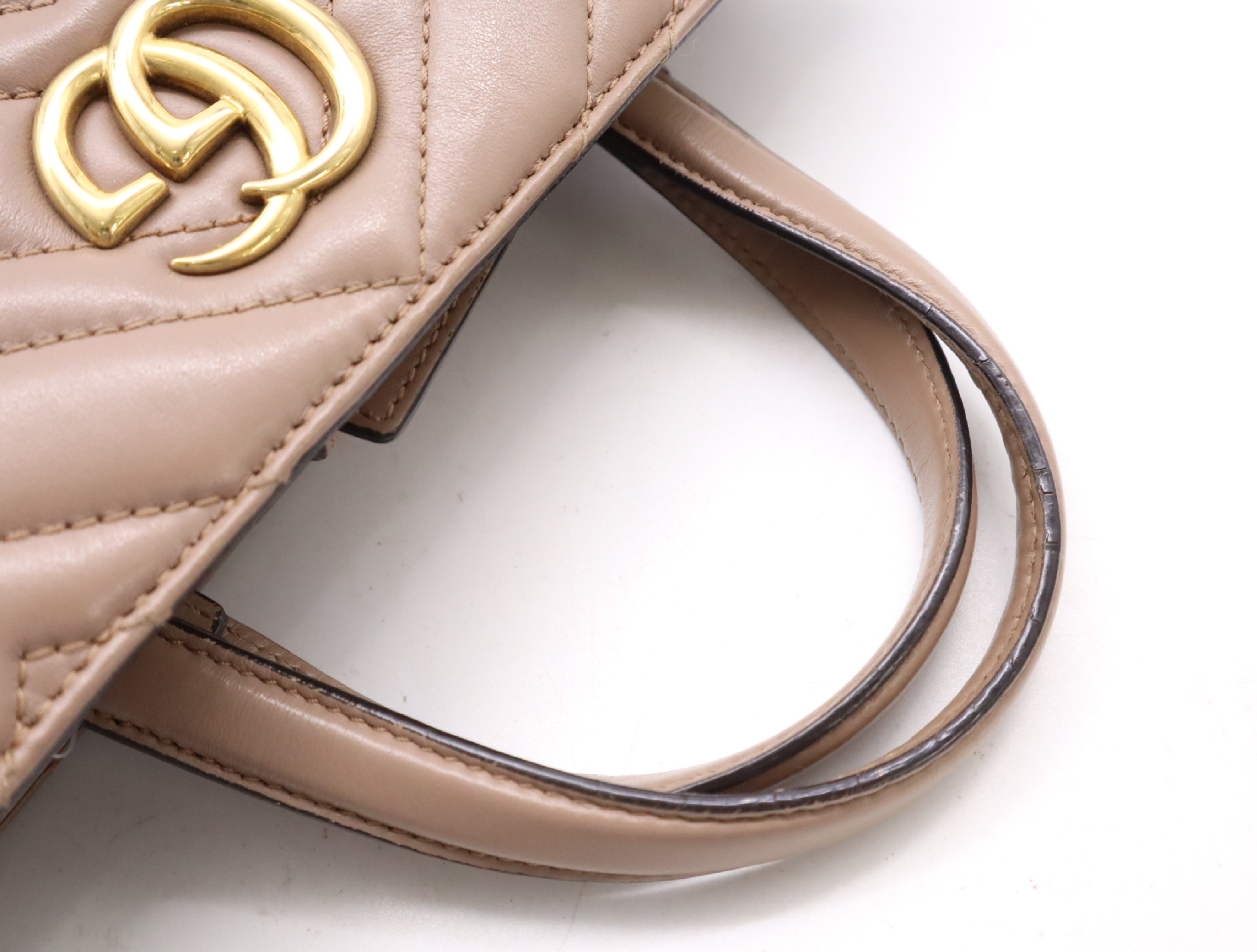 Gucci Marmont 2-Way Top Handle Bag Porcelain Rose w/ Strap 3434