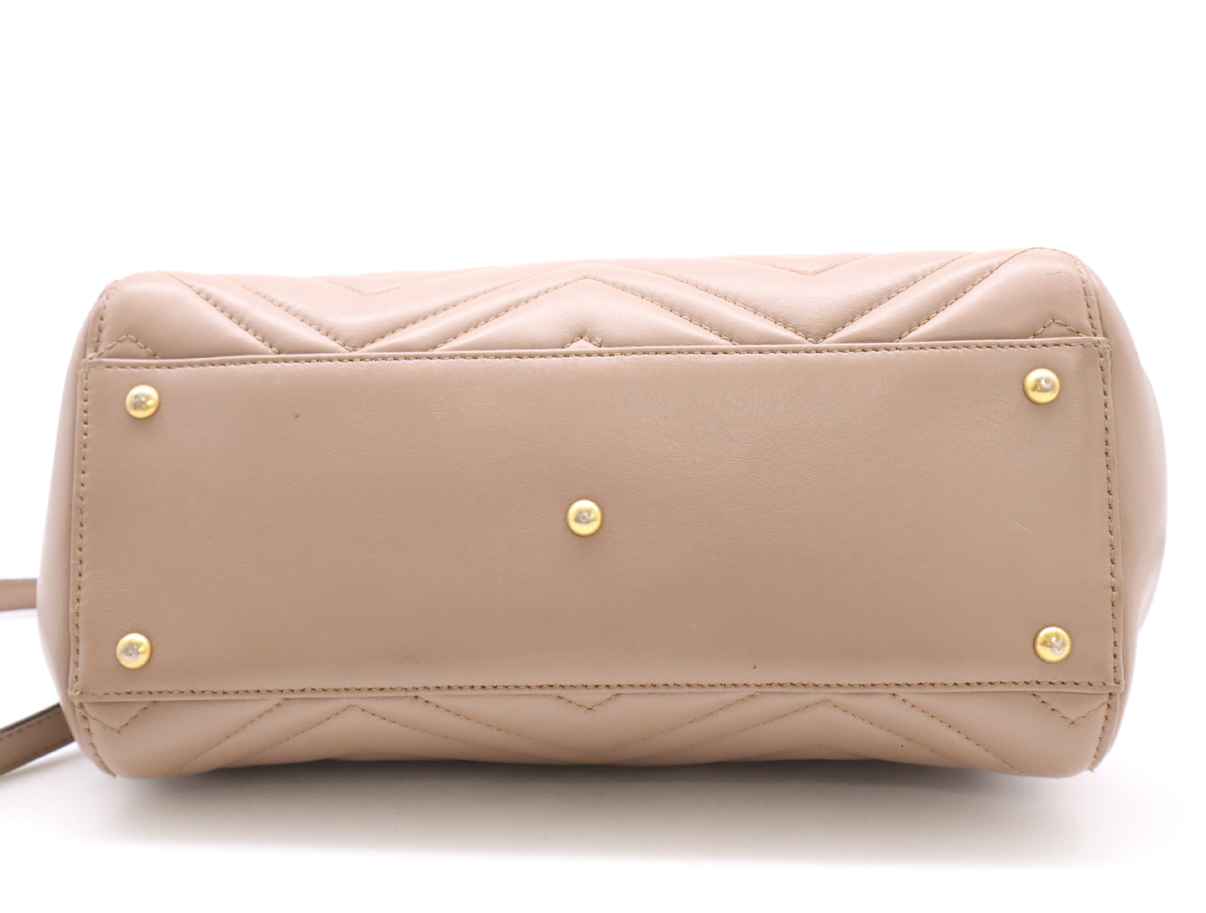 Gucci Marmont 2-Way Top Handle Bag Porcelain Rose w/ Strap 3434