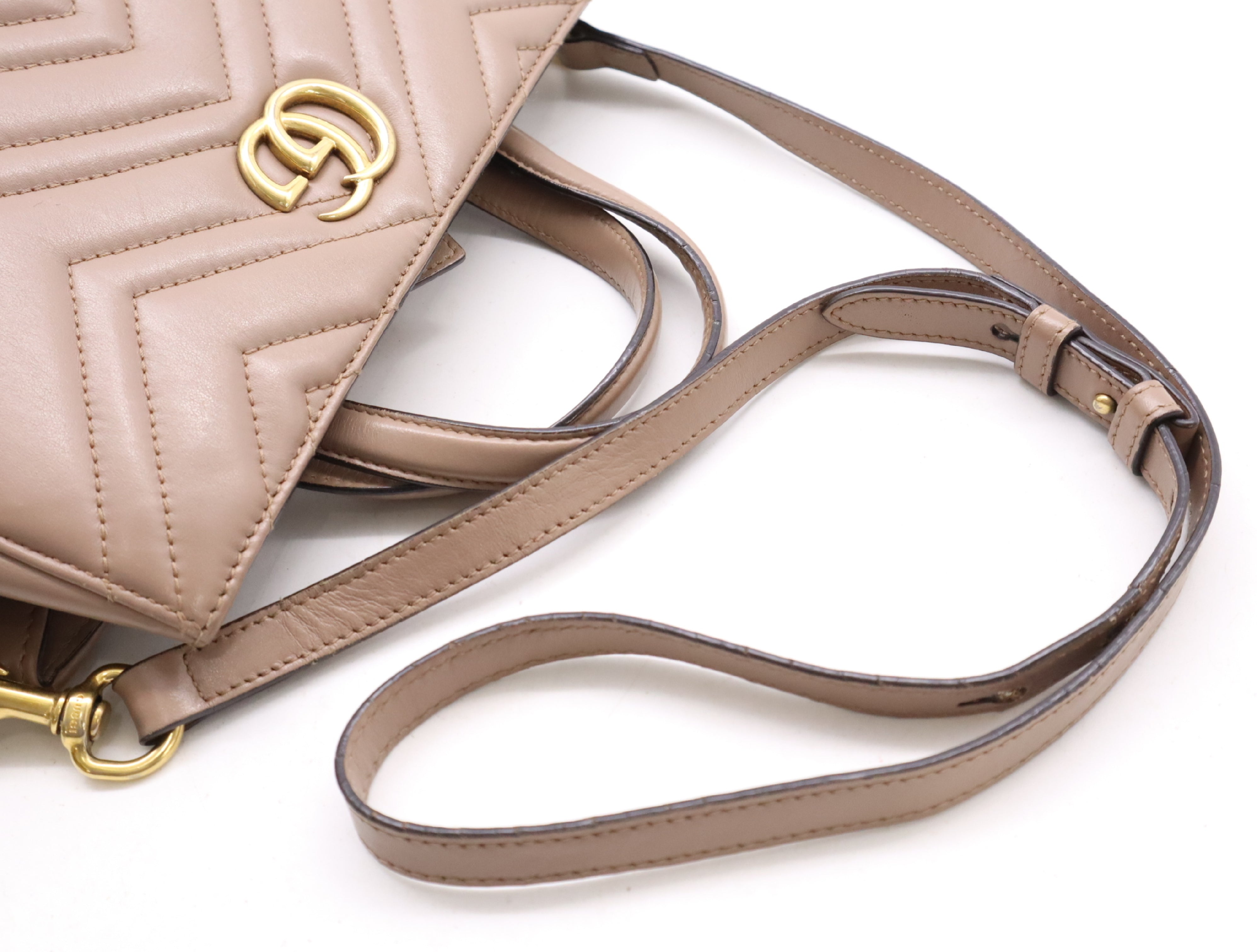 Gucci Marmont 2-Way Top Handle Bag Porcelain Rose w/ Strap 3434