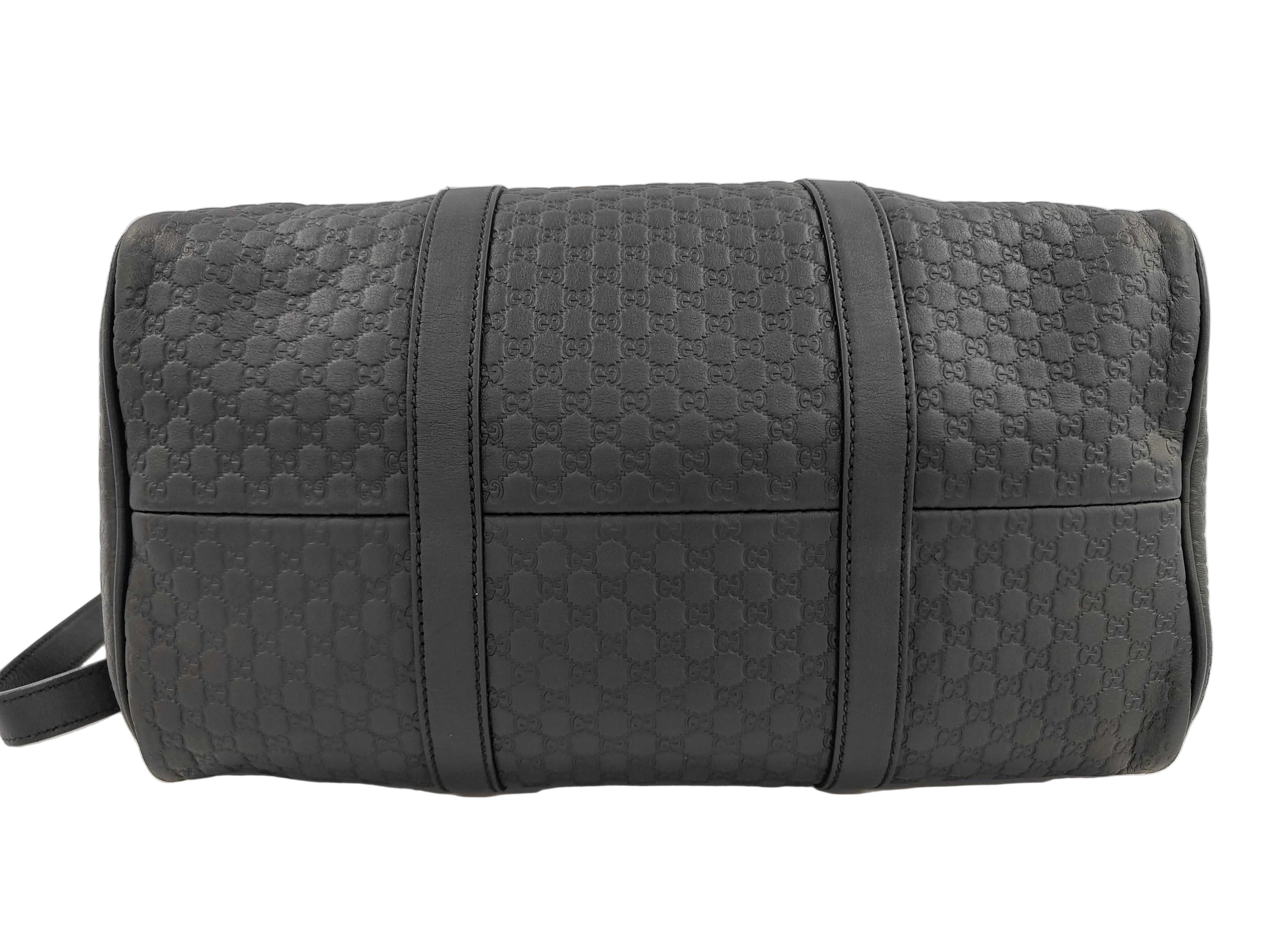Gucci Boston Bag w/ Bandouliere Strap Black Microguccissima Leather 3442