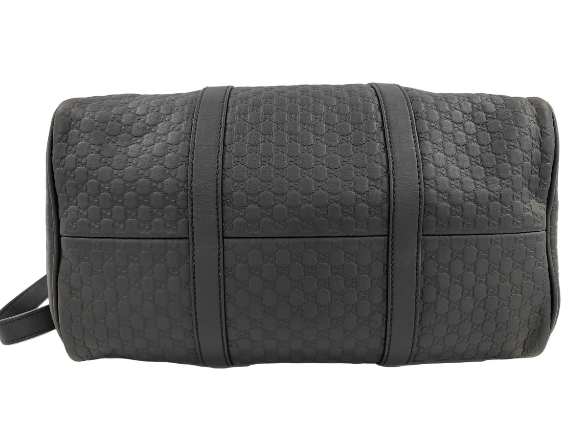 Gucci Boston Bag w/ Bandouliere Strap Black Microguccissima Leather 3442