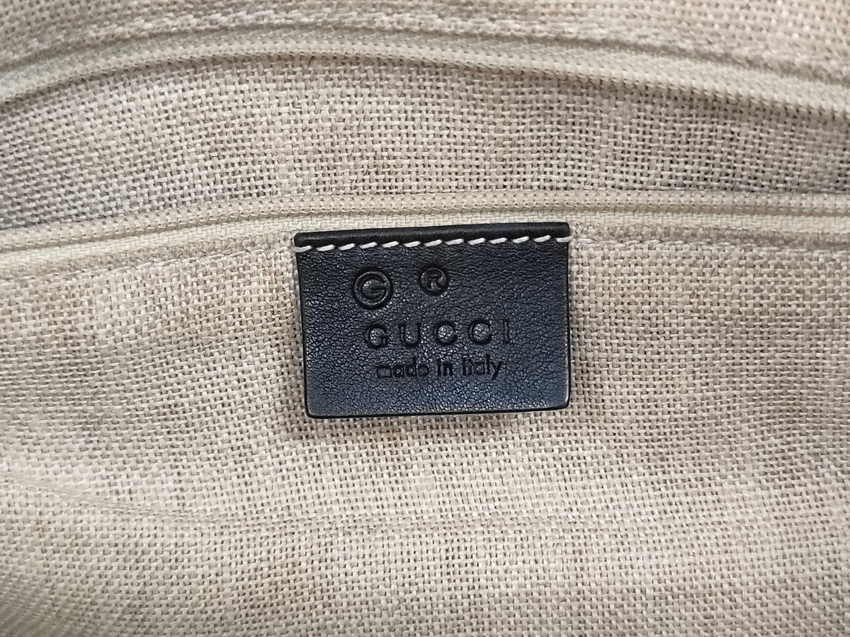Gucci Boston Bag w/ Bandouliere Strap Black Microguccissima Leather 3442