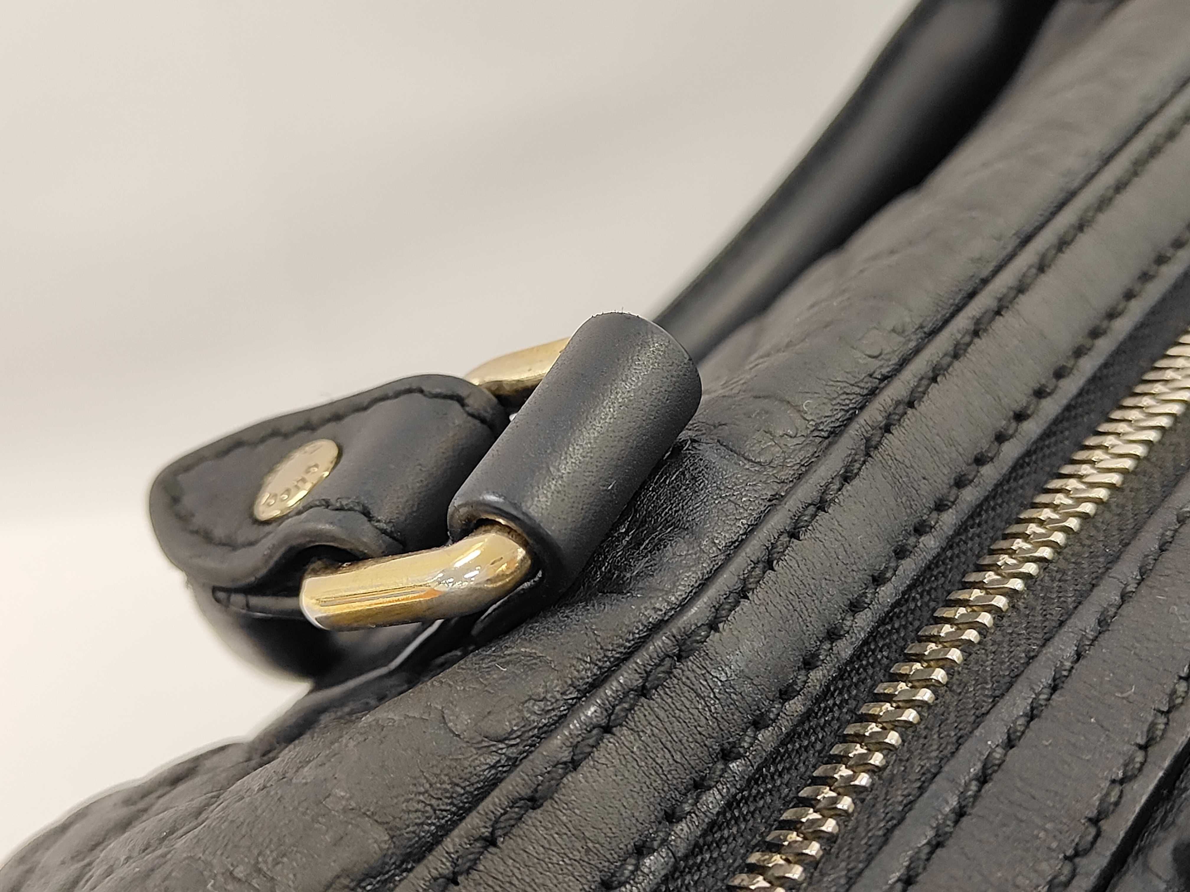 Gucci Boston Bag w/ Bandouliere Strap Black Microguccissima Leather 3442