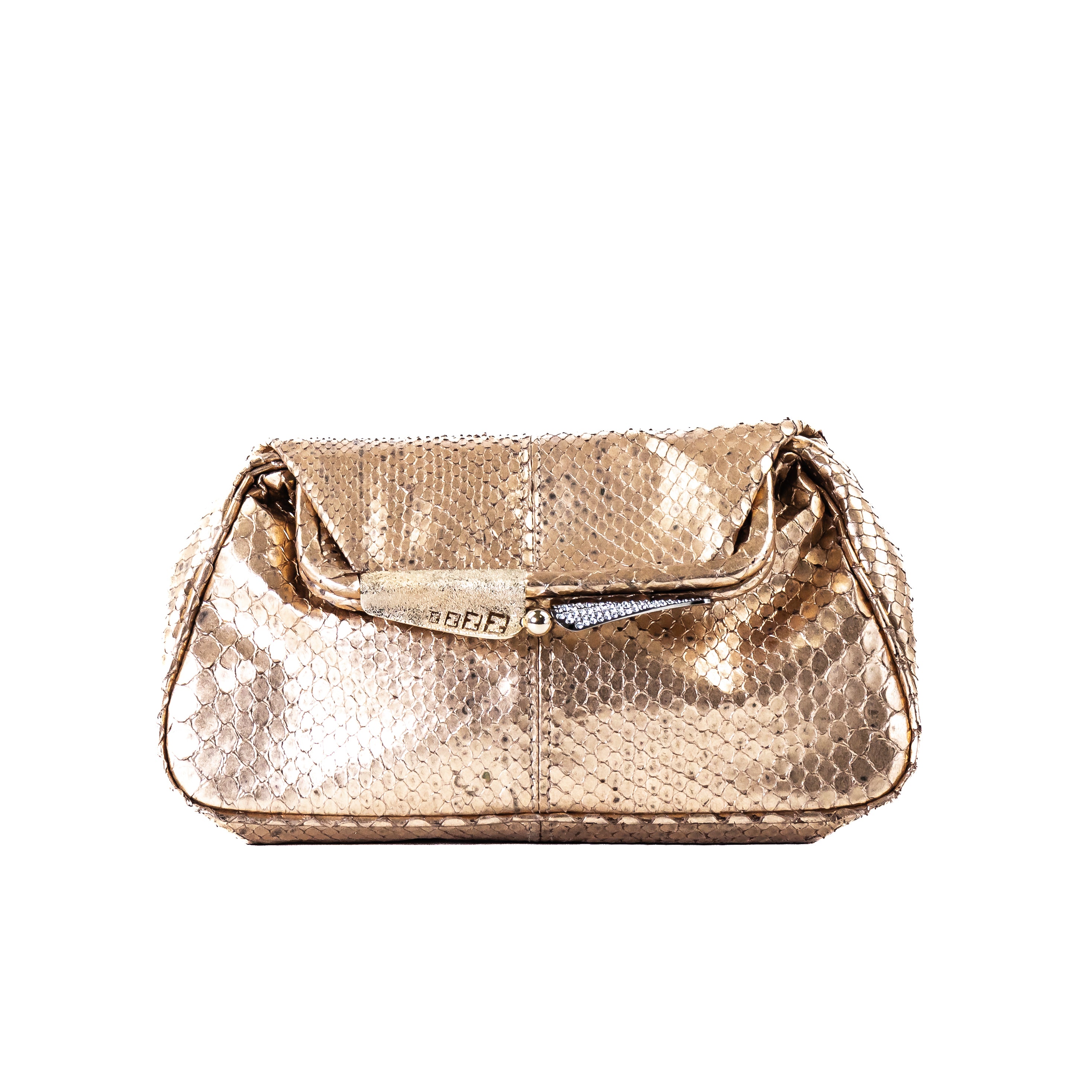 Fendi Snakeskin Clutch Gold