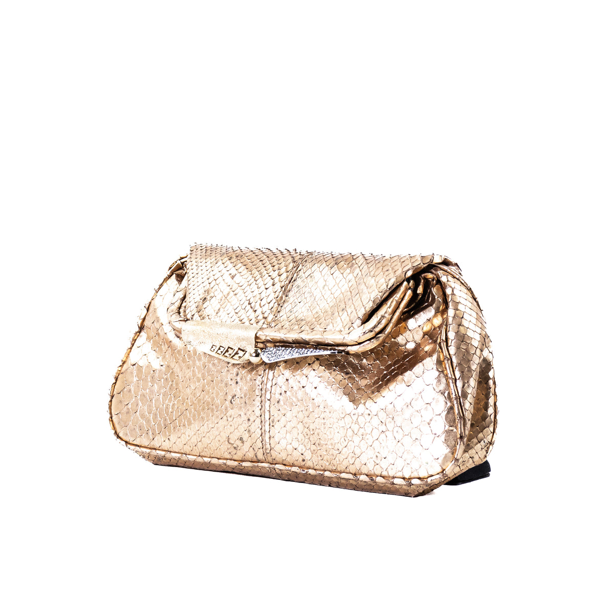 Fendi Snakeskin Clutch Gold