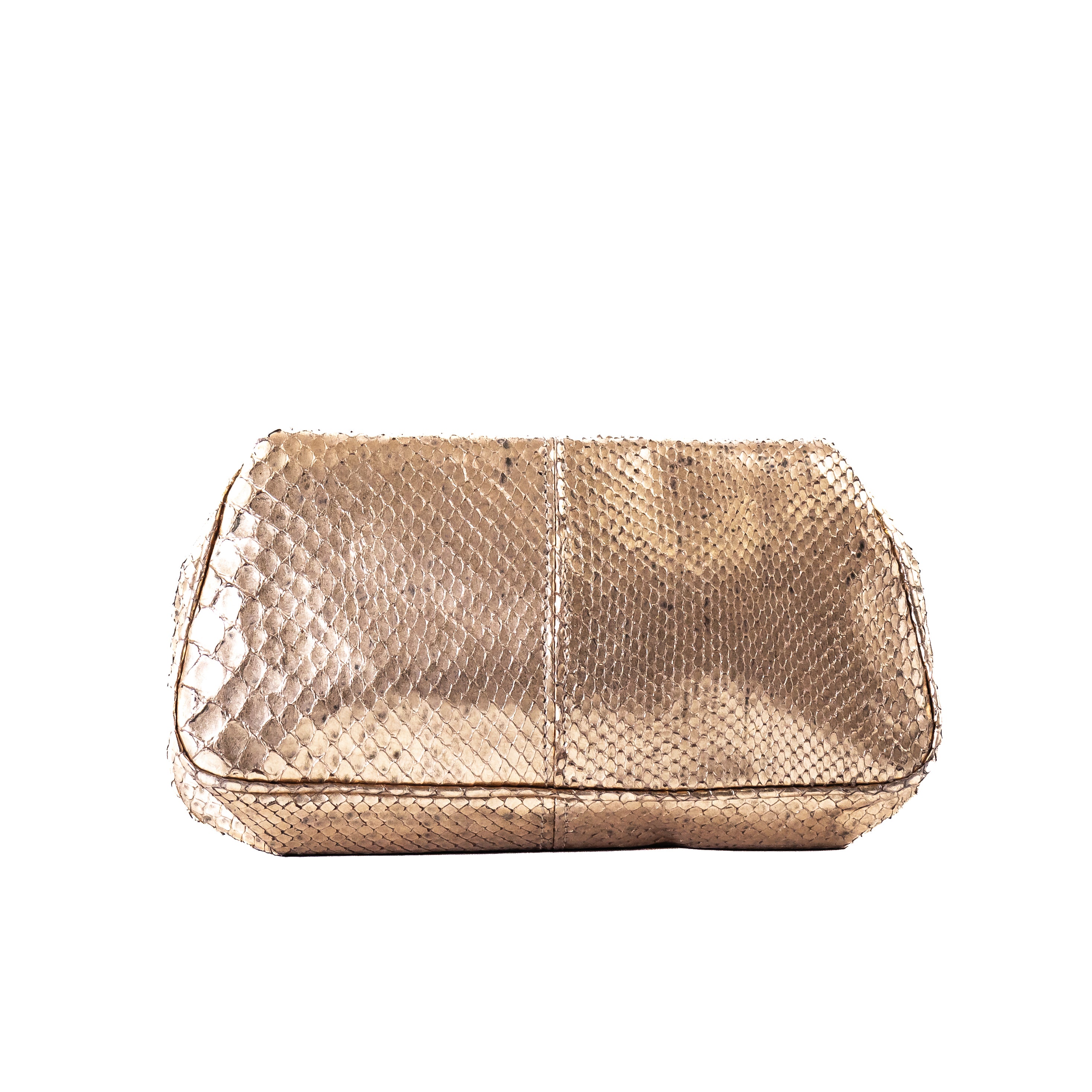 Fendi Snakeskin Clutch Gold