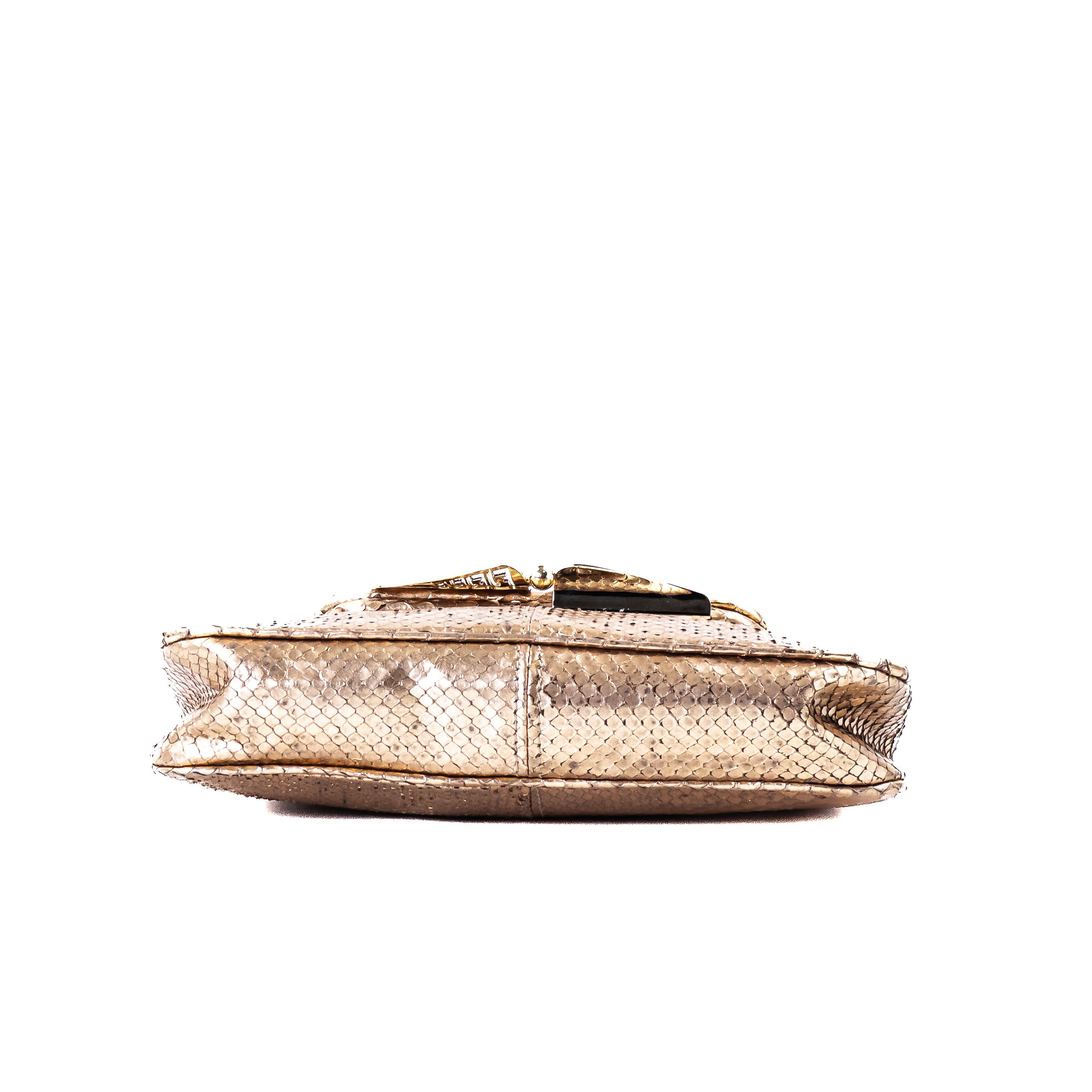 Fendi Snakeskin Clutch Gold