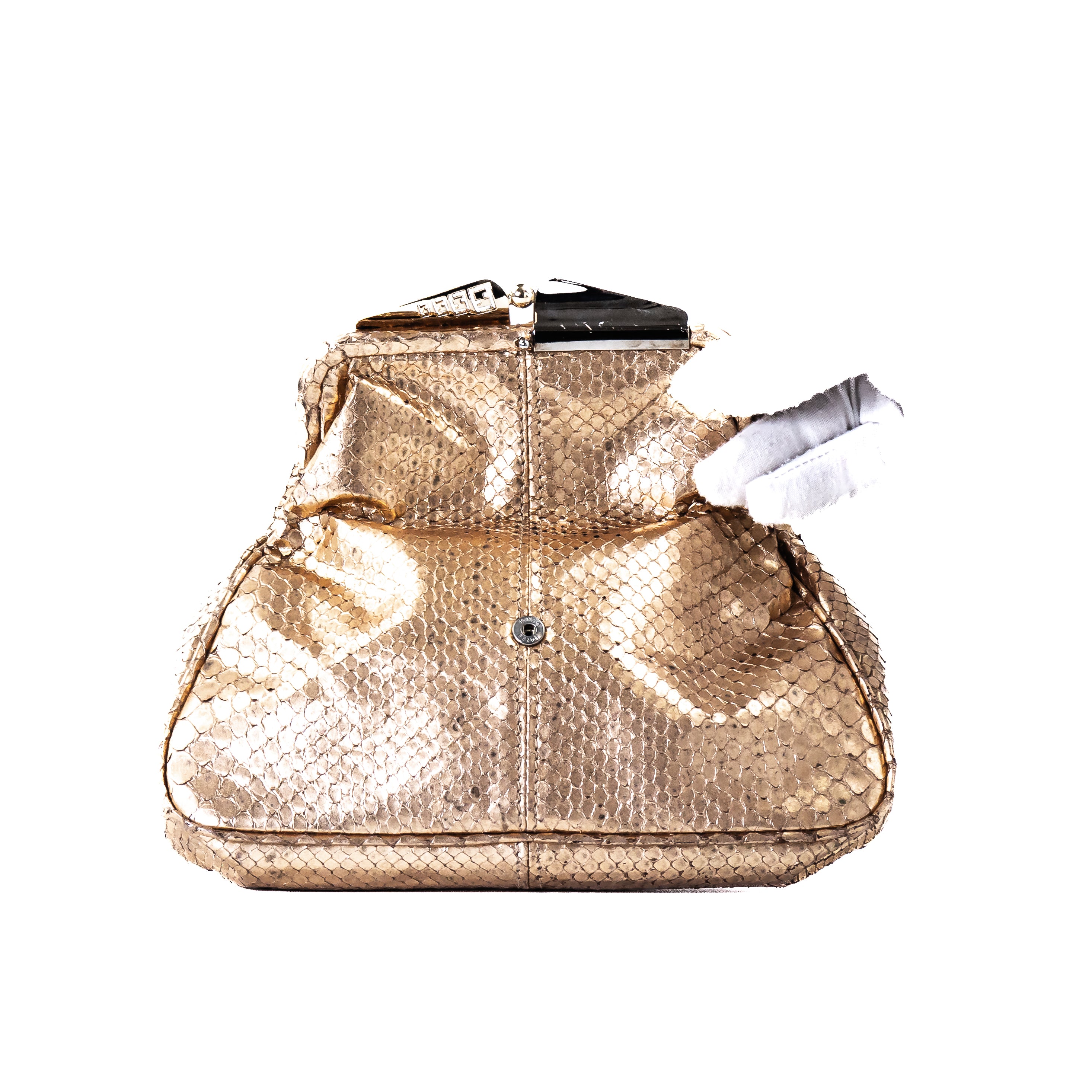 Fendi Snakeskin Clutch Gold