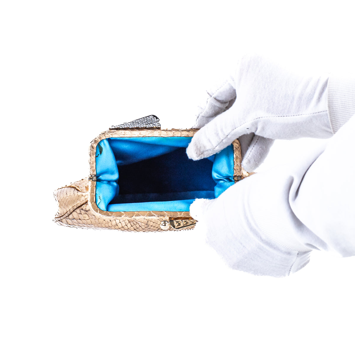 Fendi Snakeskin Clutch Gold