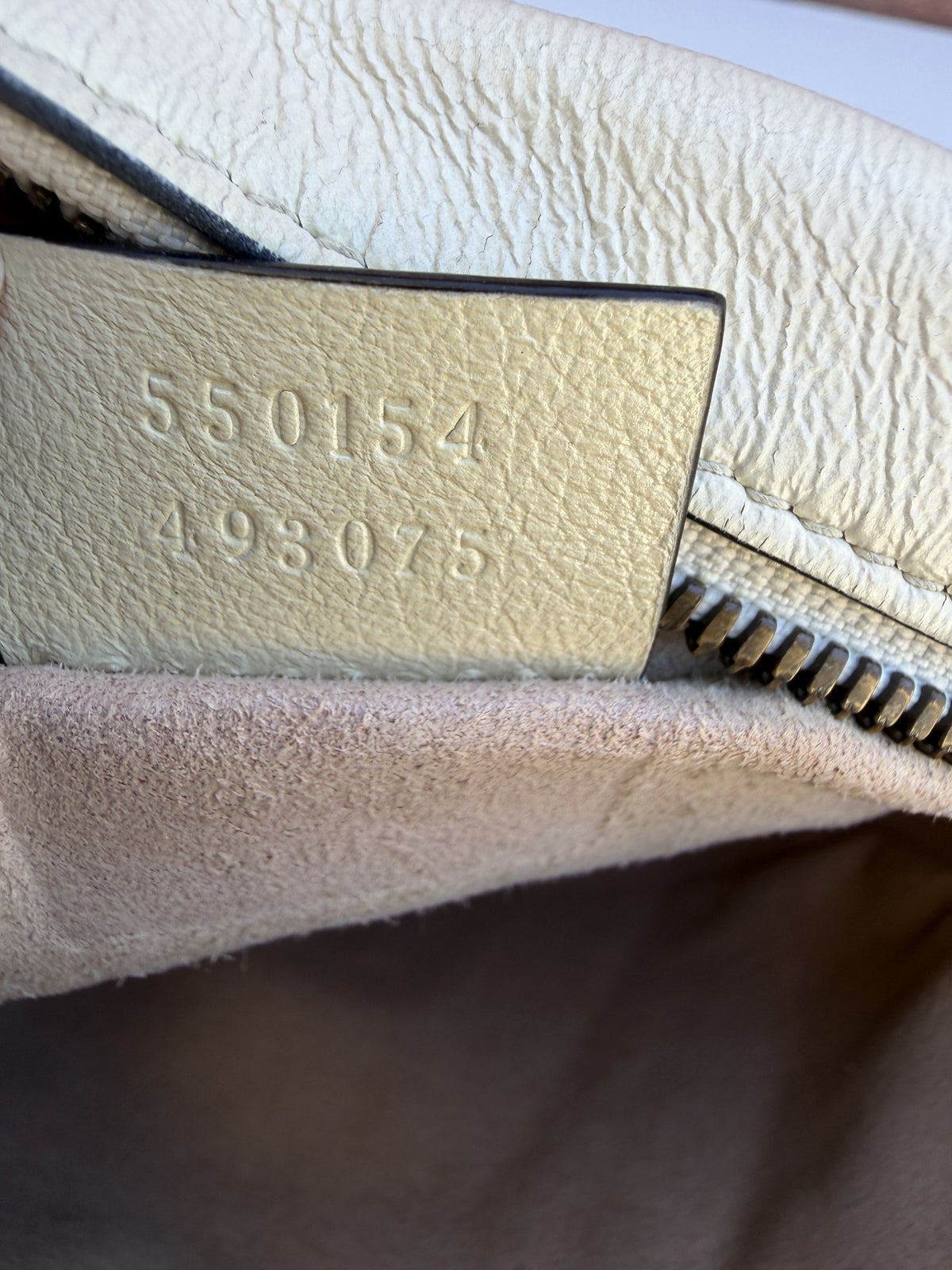 Gucci GG Marmont Round Crossbody White Chevron Leather 3505