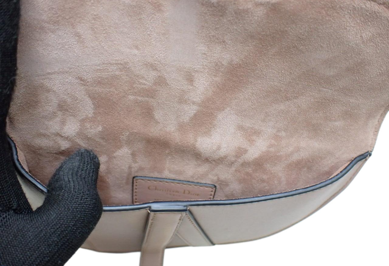 Christian Dior Saddle Bag Pouch Crossbody Taupe 2519