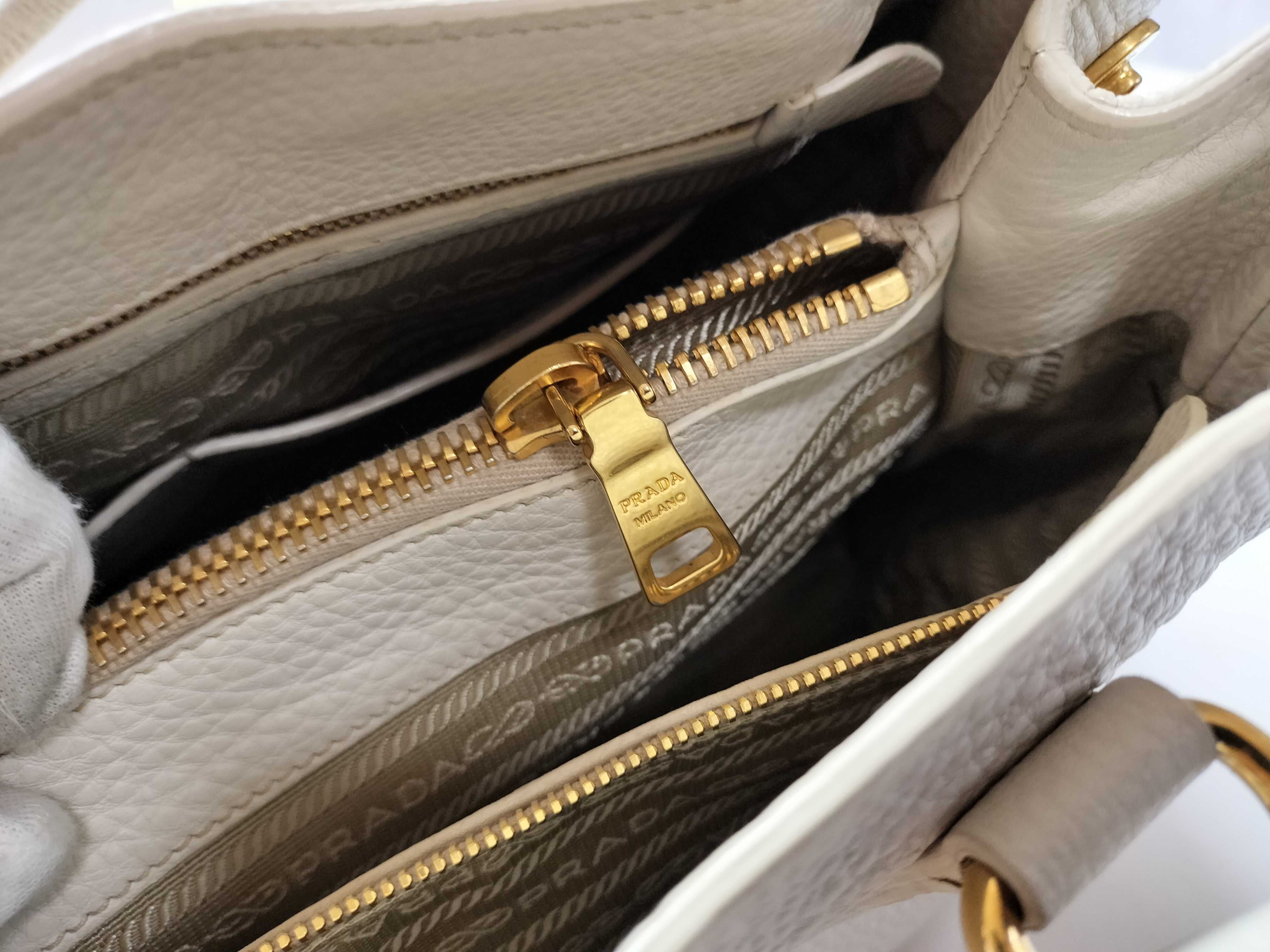 Prada 2-Way Shoulder Bag White Leather 3095