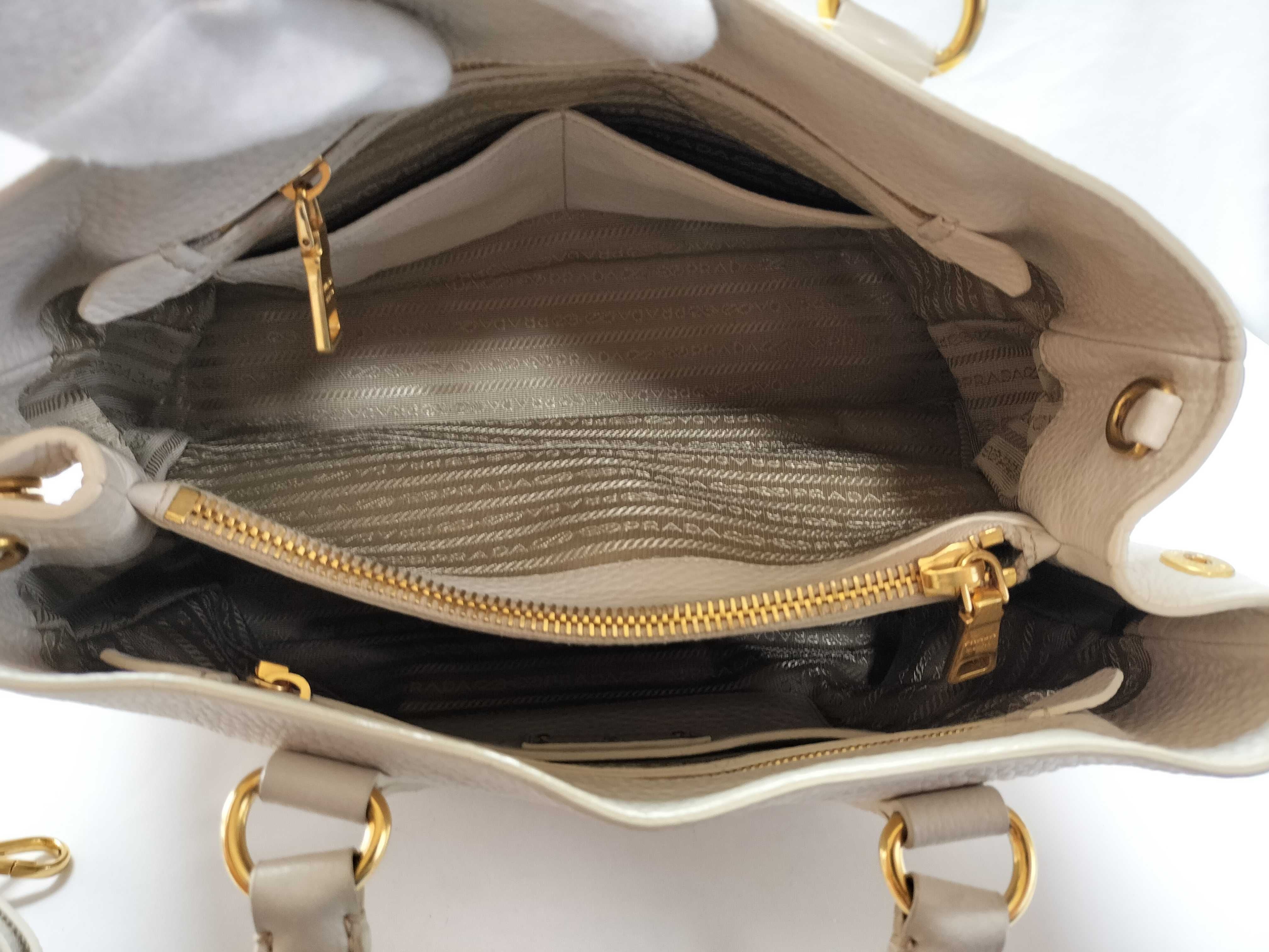 Prada 2-Way Shoulder Bag White Leather 3095