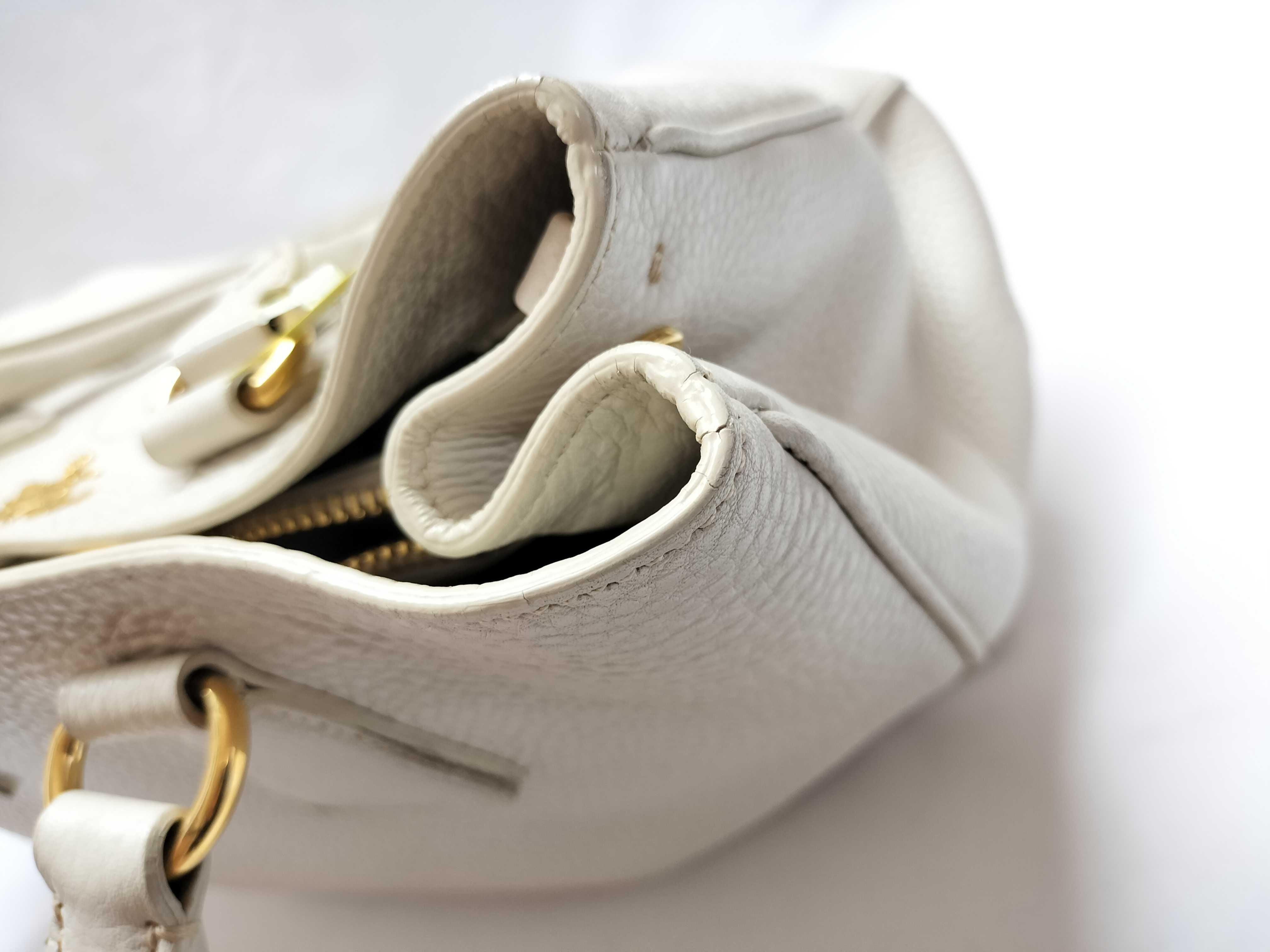 Prada 2-Way Shoulder Bag White Leather 3095