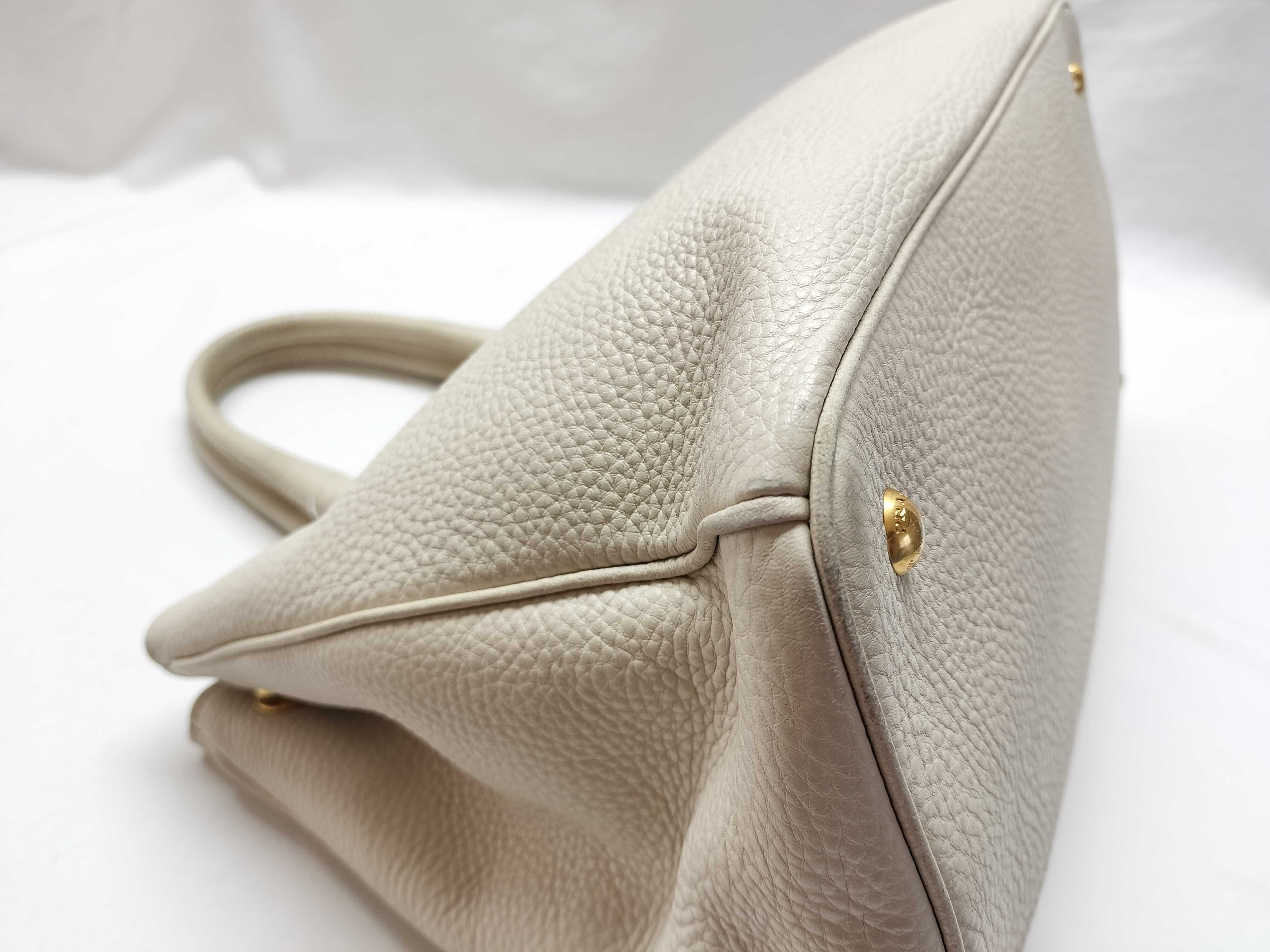 Prada 2-Way Shoulder Bag White Leather 3095