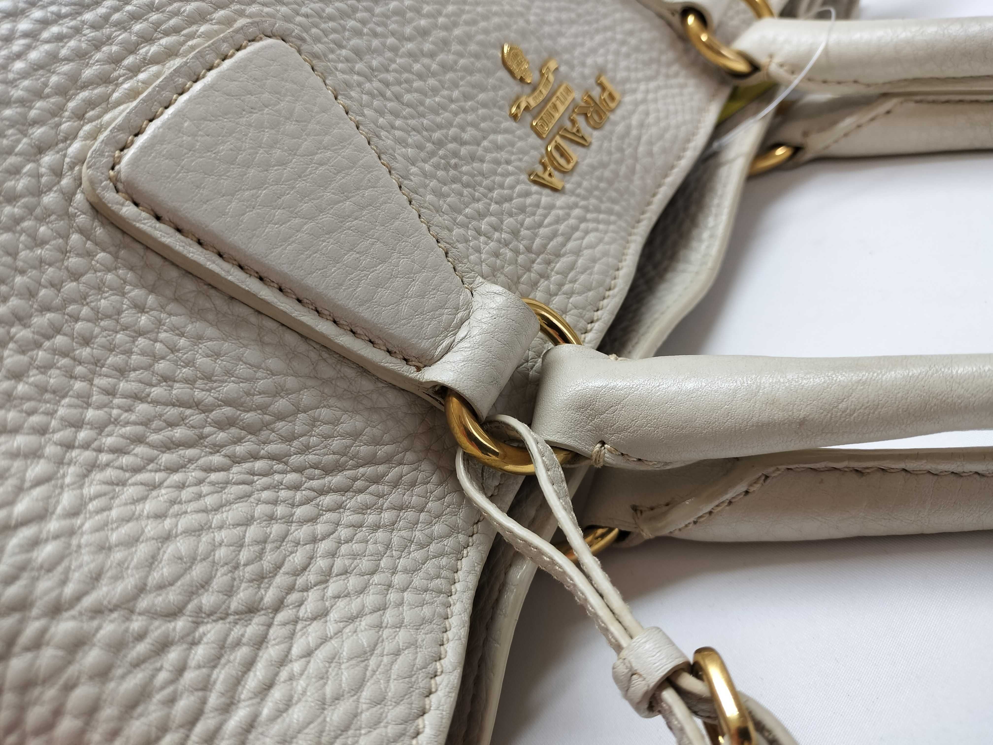 Prada 2-Way Shoulder Bag White Leather 3095