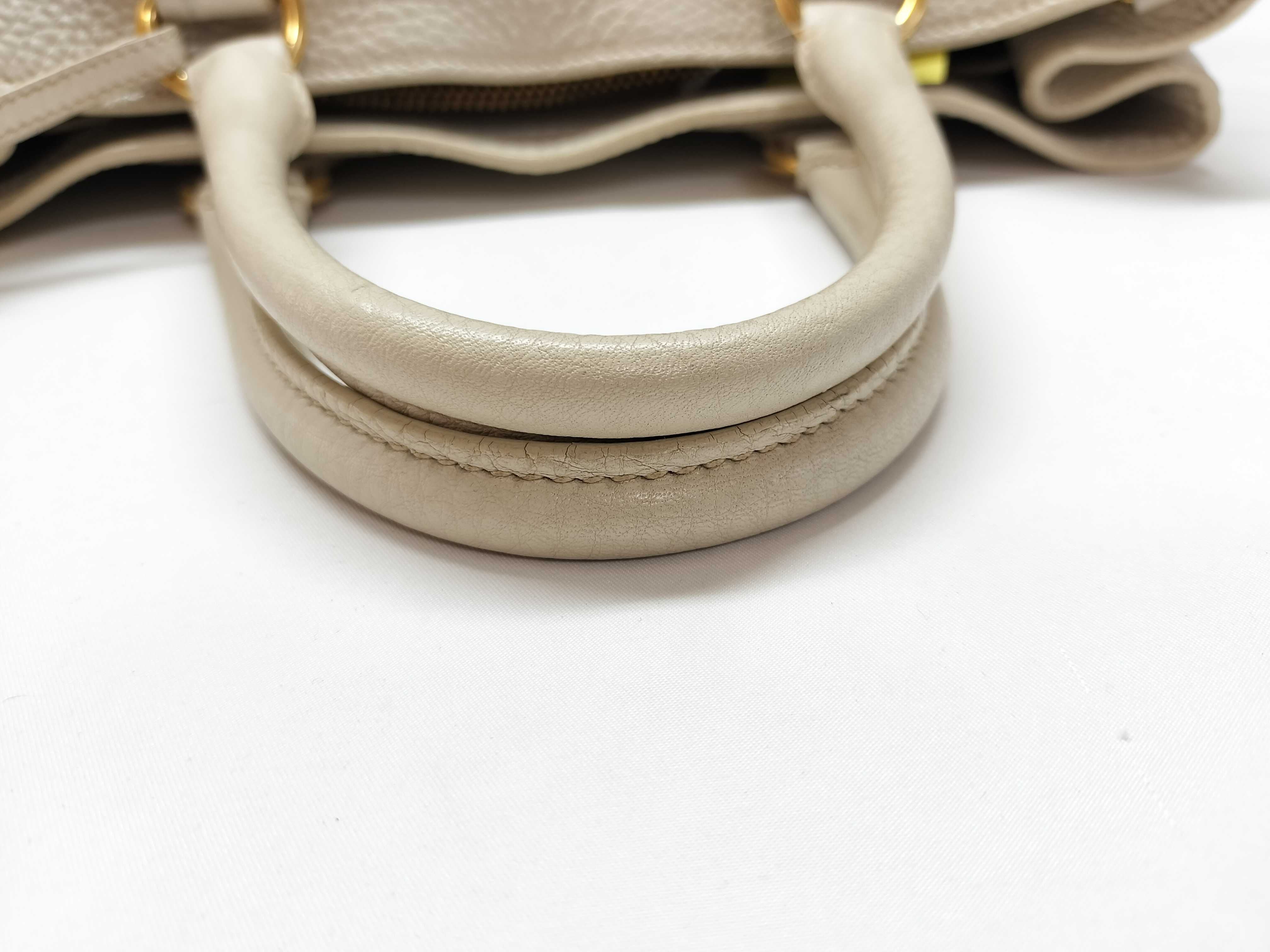 Prada 2-Way Shoulder Bag White Leather 3095