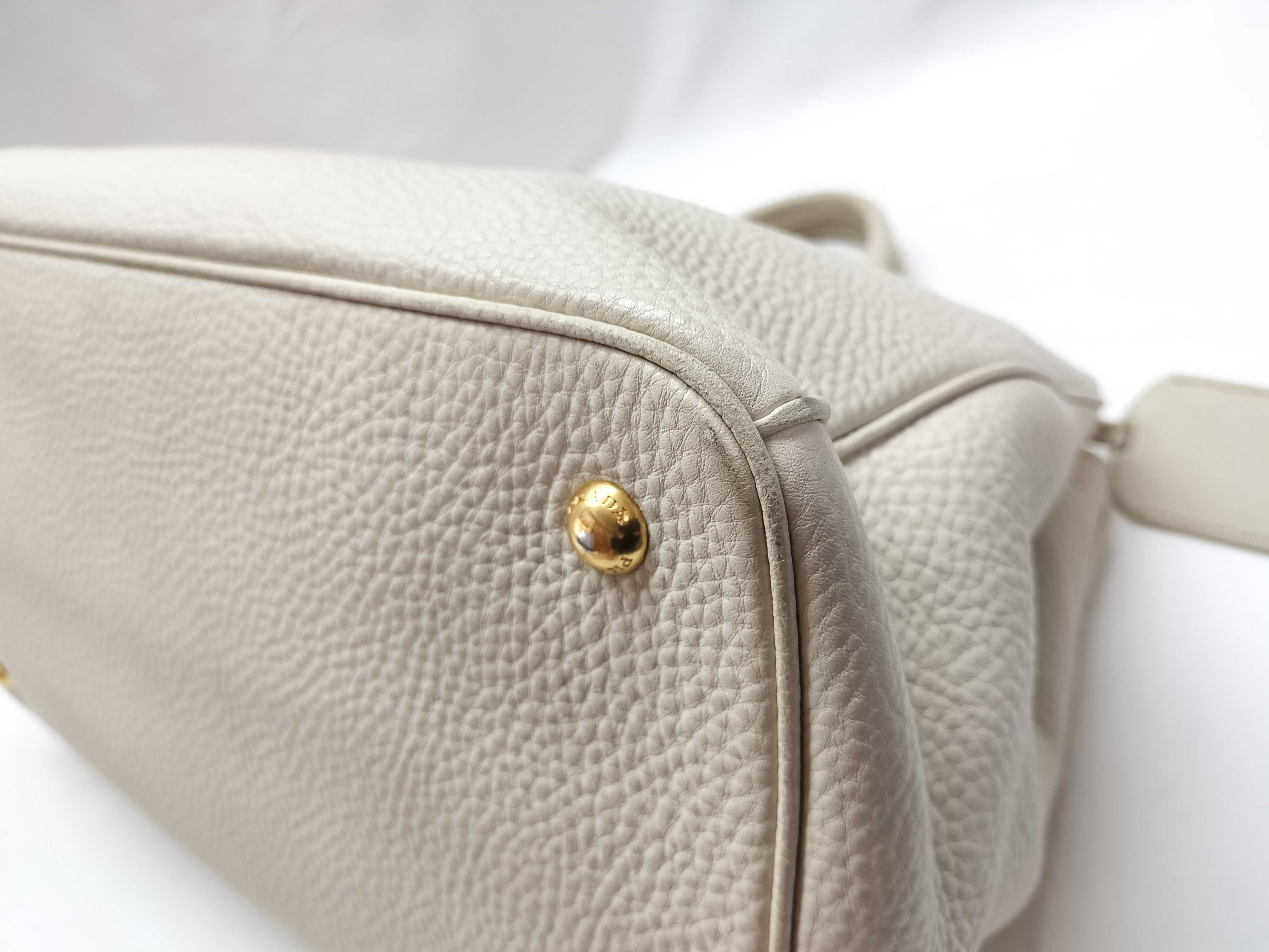 Prada 2-Way Shoulder Bag White Leather 3095