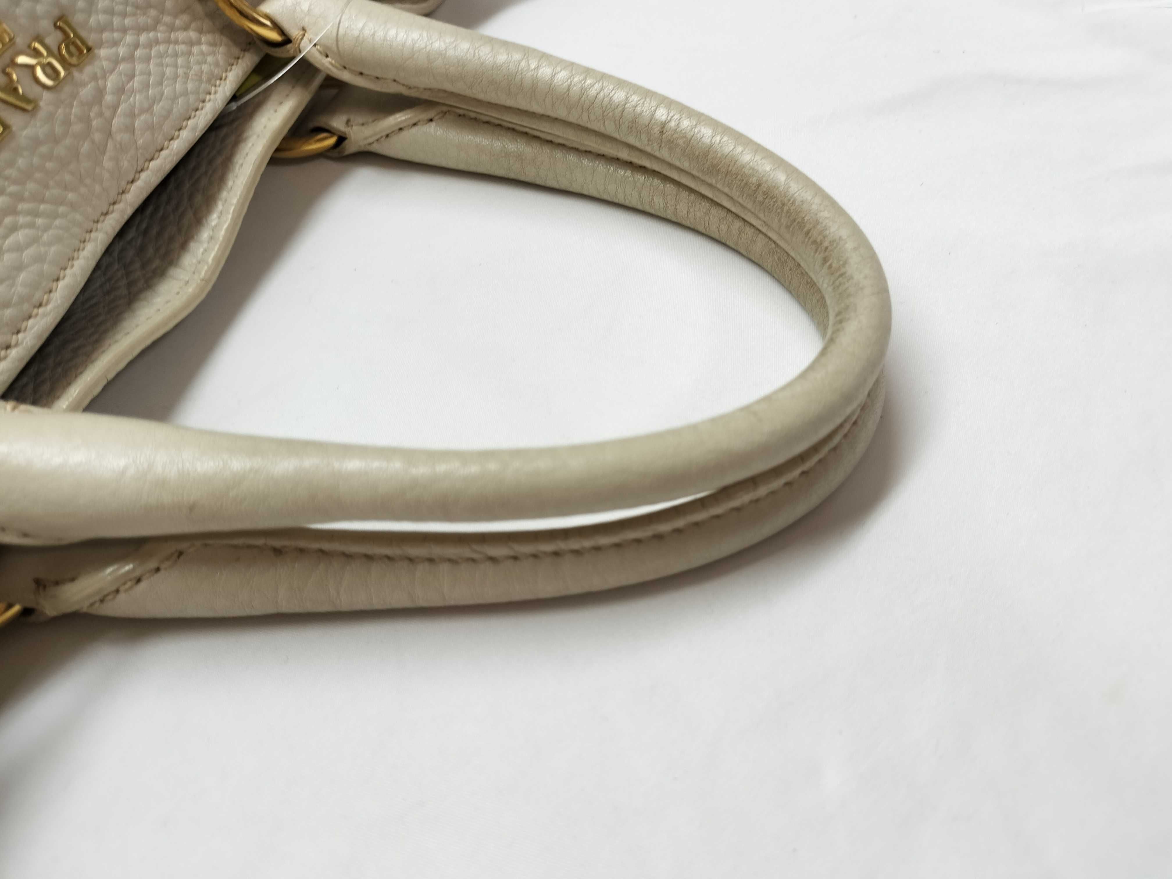 Prada 2-Way Shoulder Bag White Leather 3095