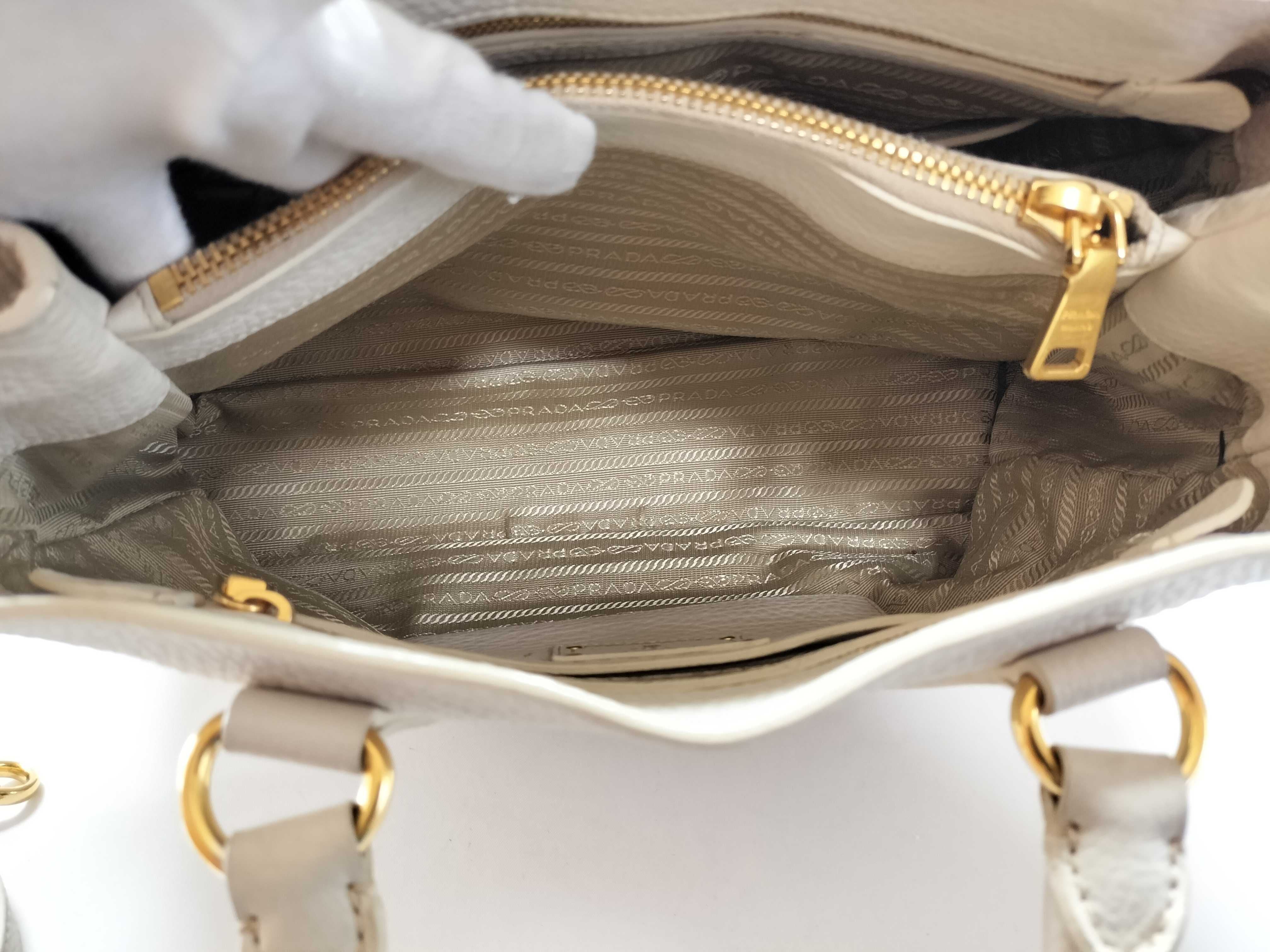 Prada 2-Way Shoulder Bag White Leather 3095